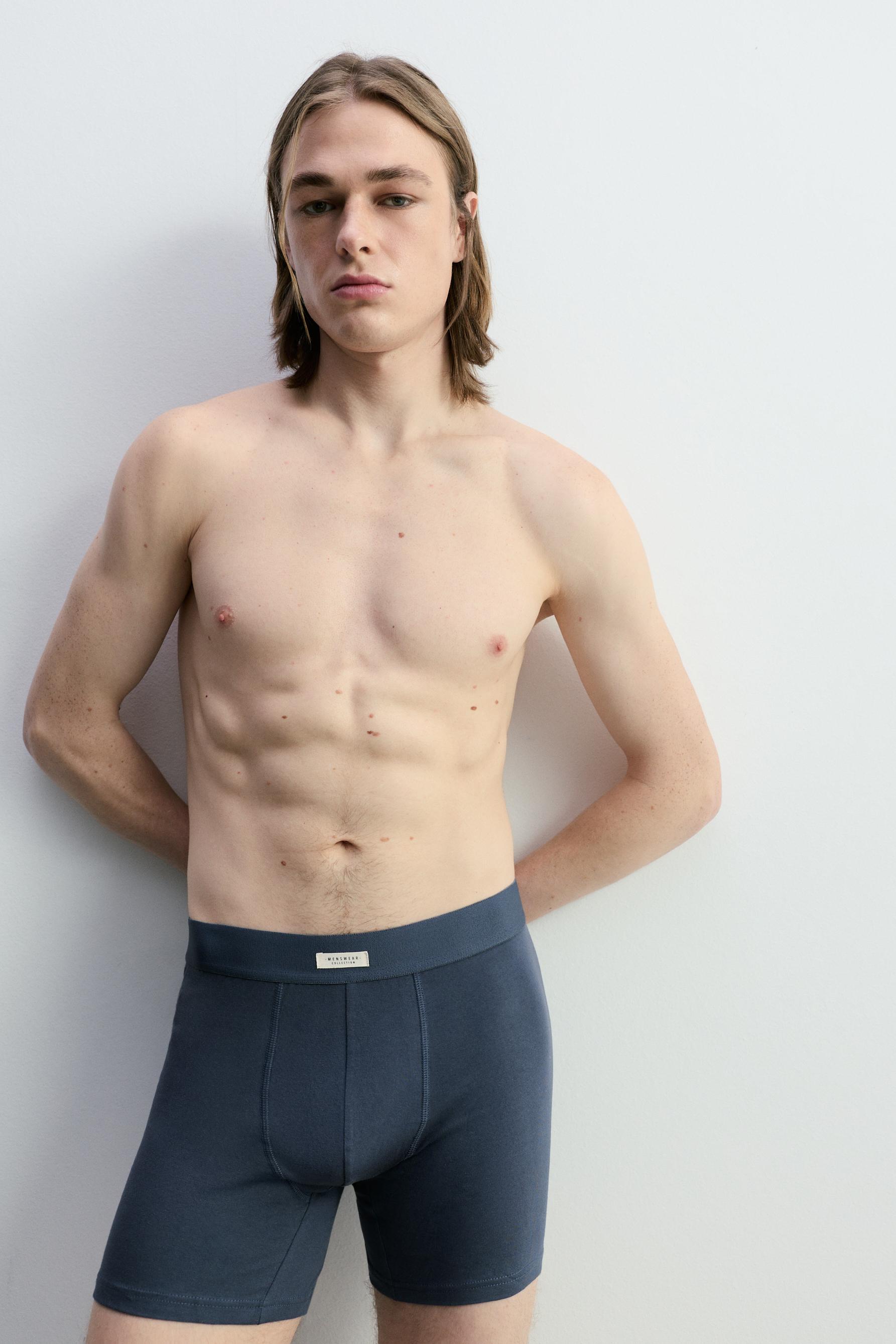 3-pack of long basic boxers — BLUE