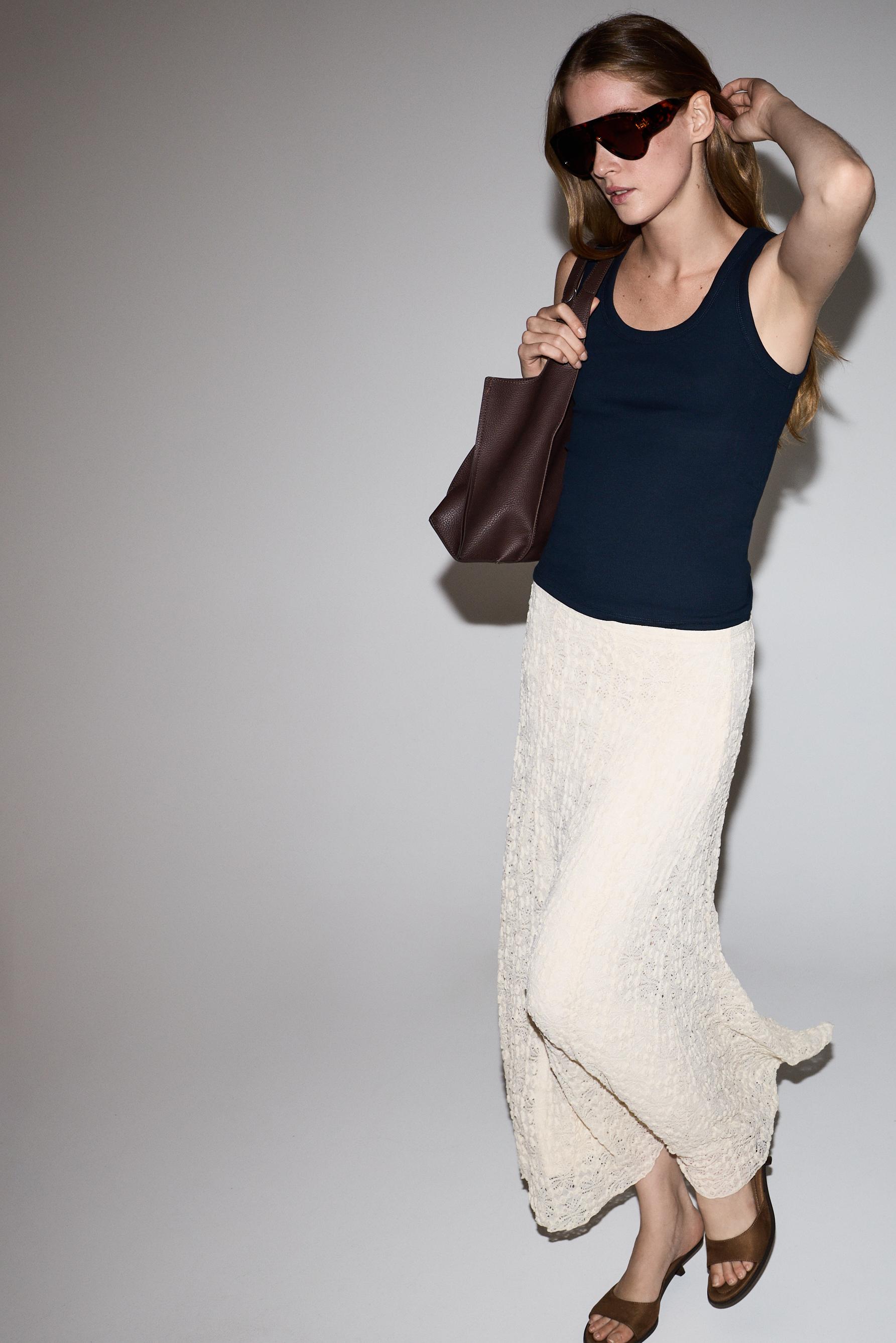 Lace midi skirt — ECRU