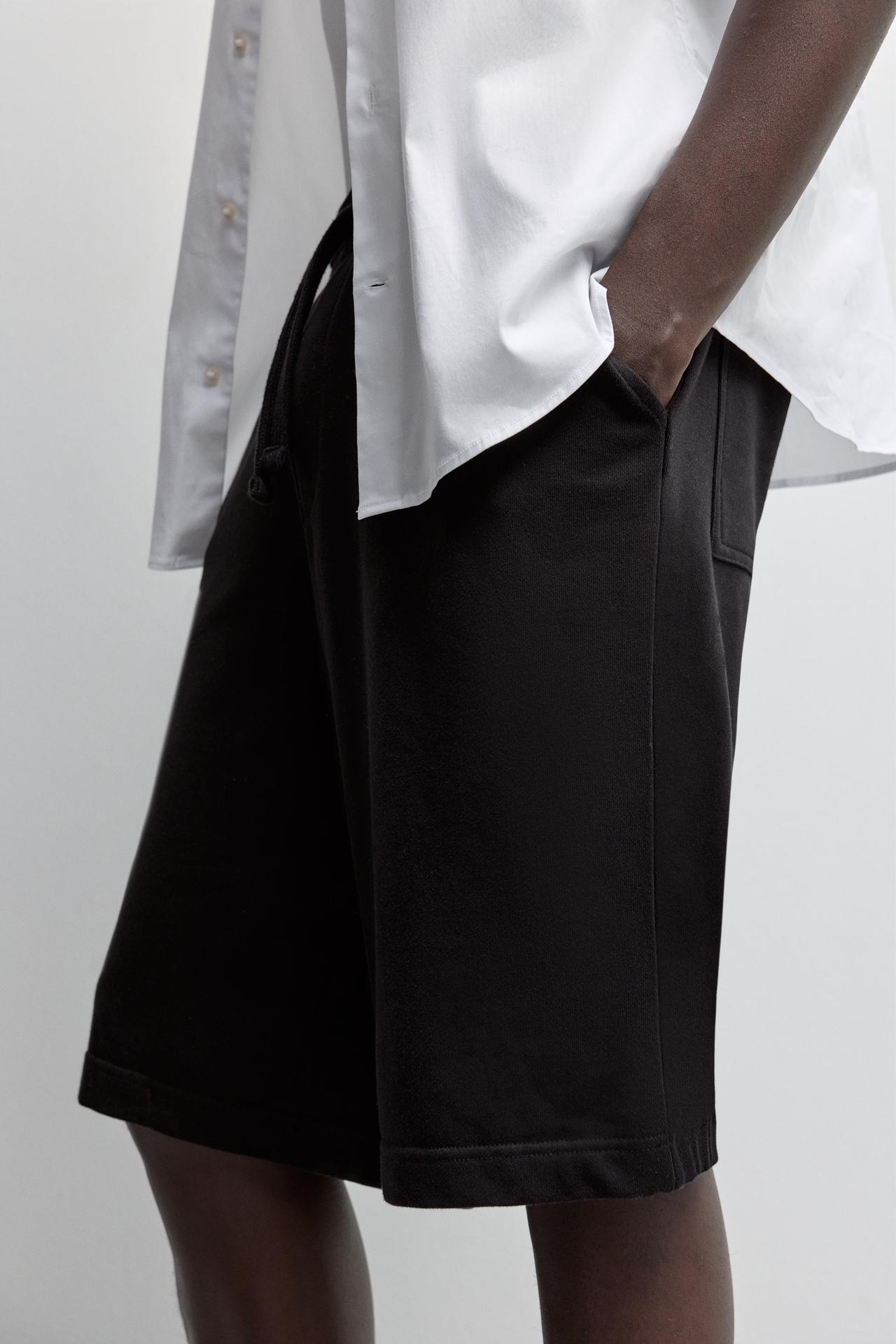 Baggy tracksuit Bermuda shorts — BLACK