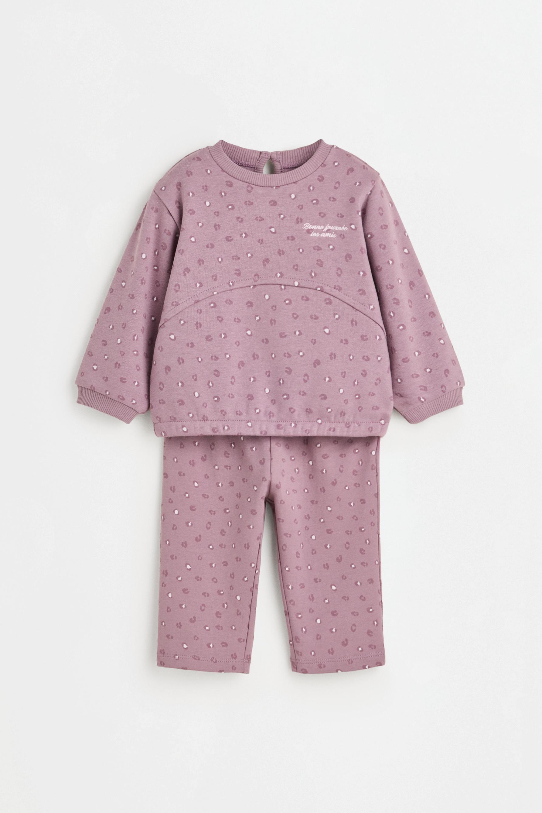 Printed plush sweatshirt and trousers set — MAUVE