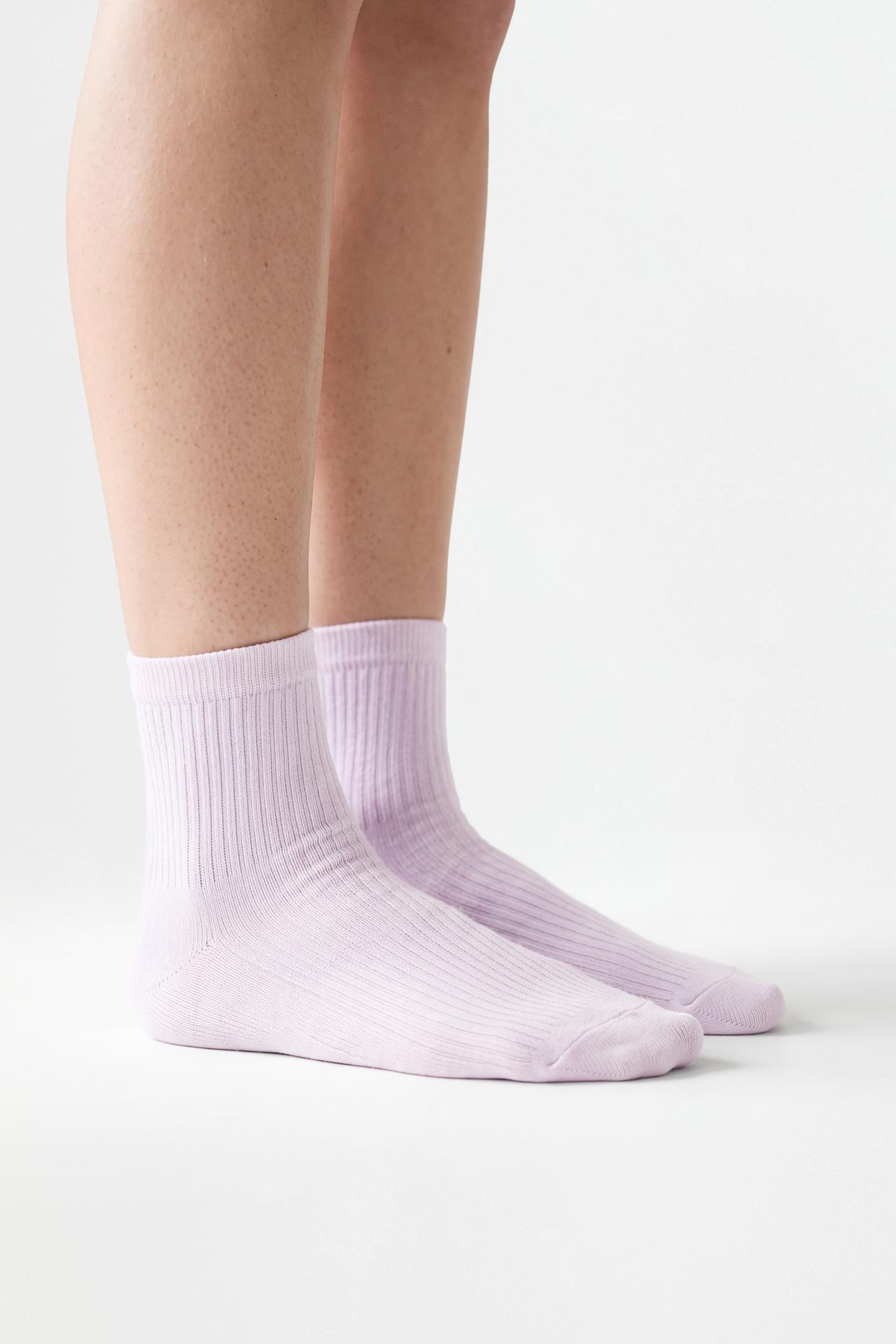 Ribbed short socks (Pack 10) — LILAC