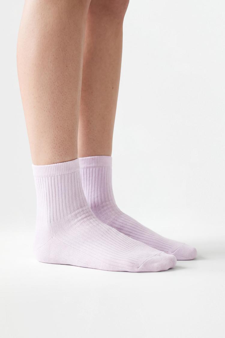 Ribbed short socks (Pack 10) — LILAC