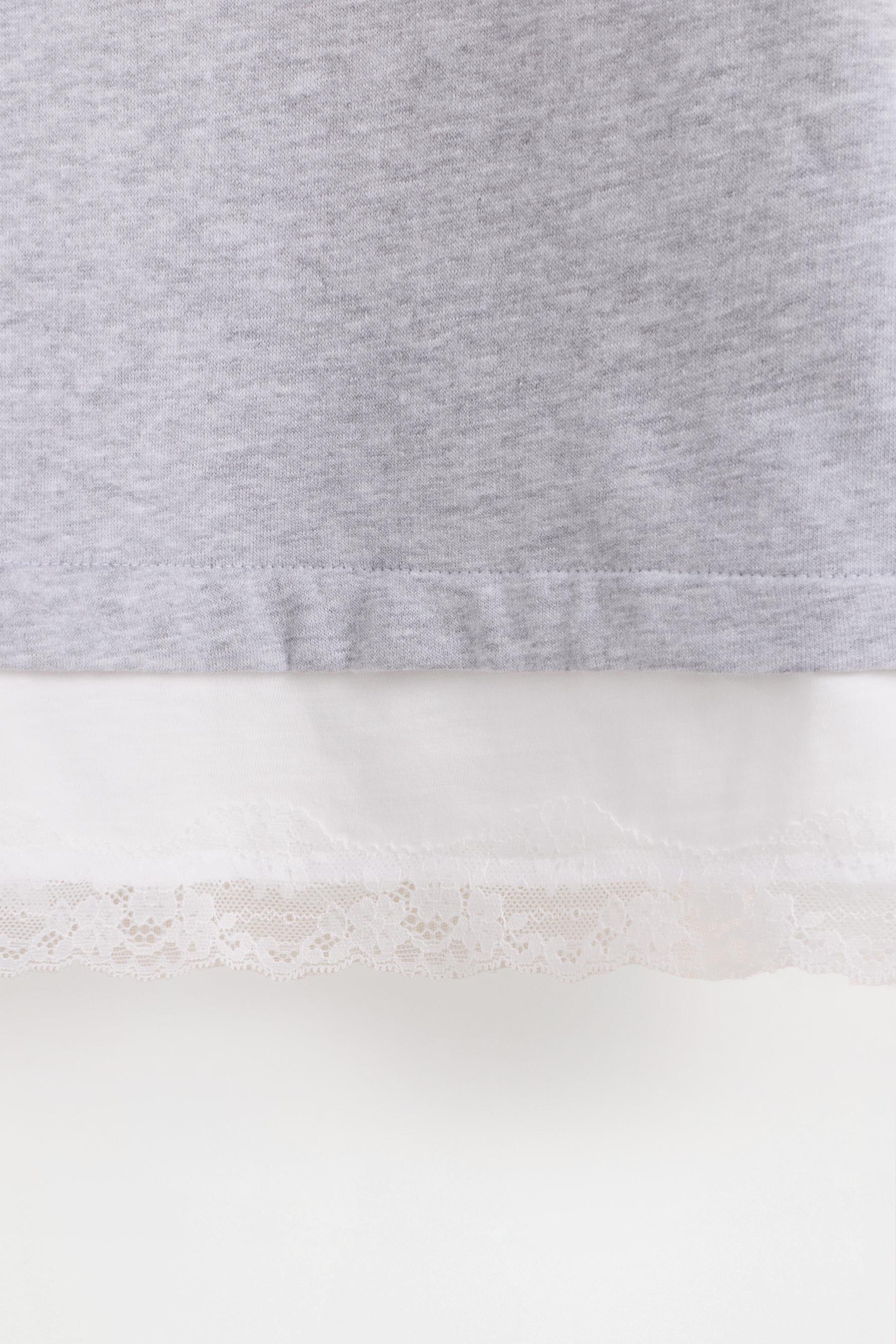 Lace hem sweatshirt — PALE GREY