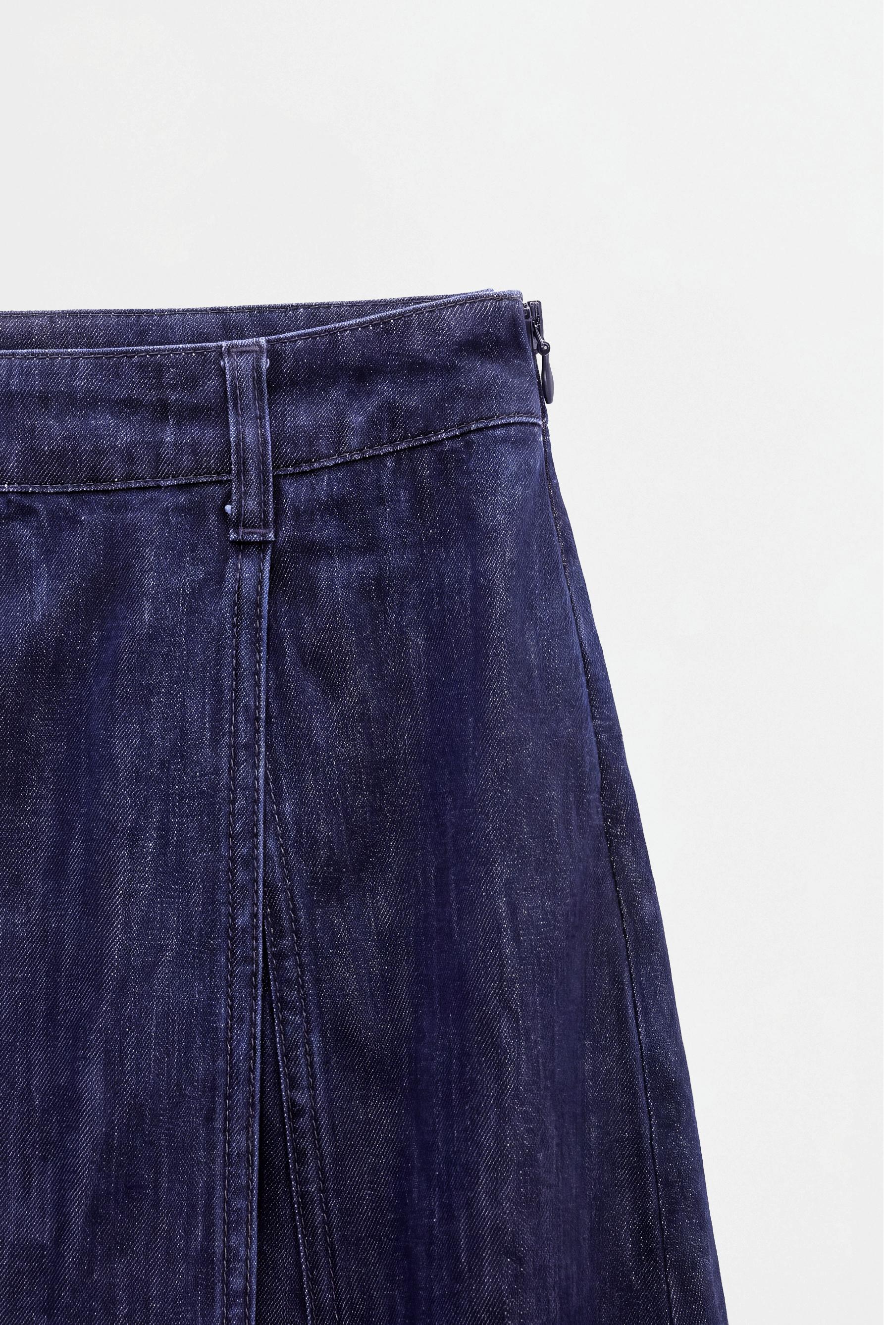 Indigo midi denim skirt — NAVY