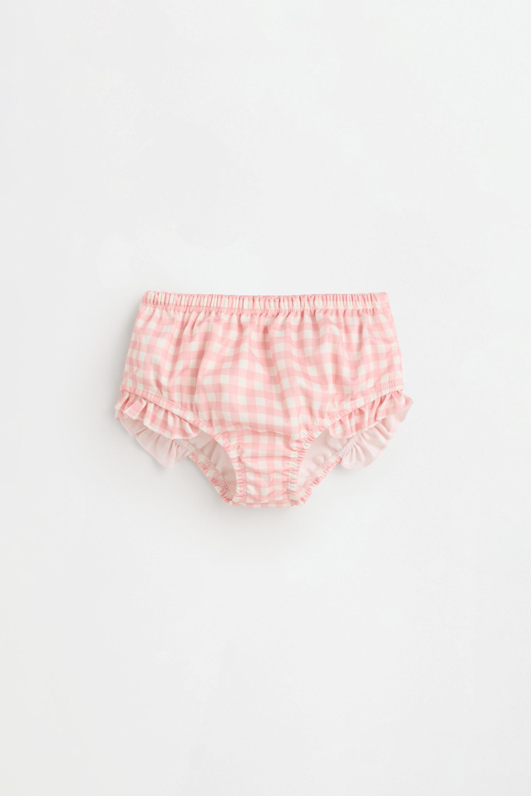 Gingham print swim diaper briefs — PINK/WHITE