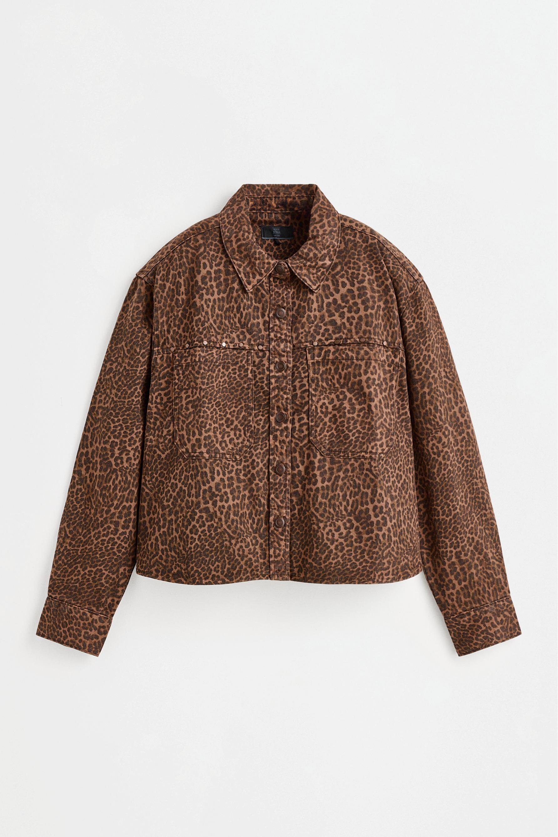 Leopard print shirt with studs — CHEETAH