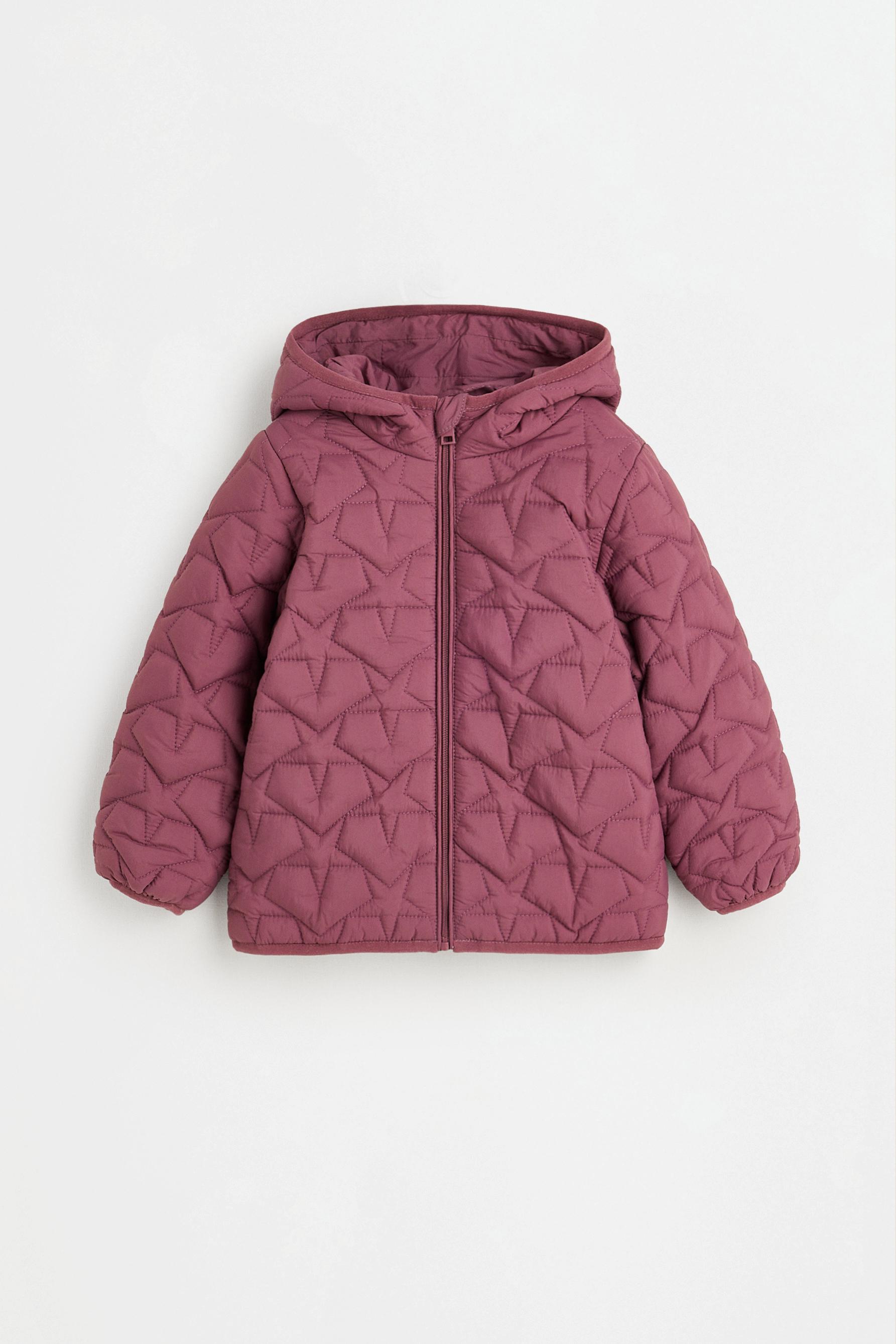 Lightweight quilted hooded star jacket — RASPBERRY