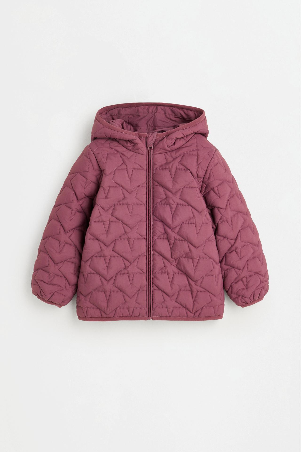Lightweight quilted hooded star jacket — RASPBERRY