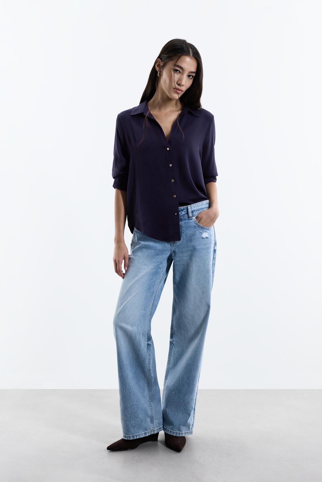 Basic Henley shirt — NAVY