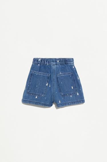 Embroidered denim skort — INDIGO 2