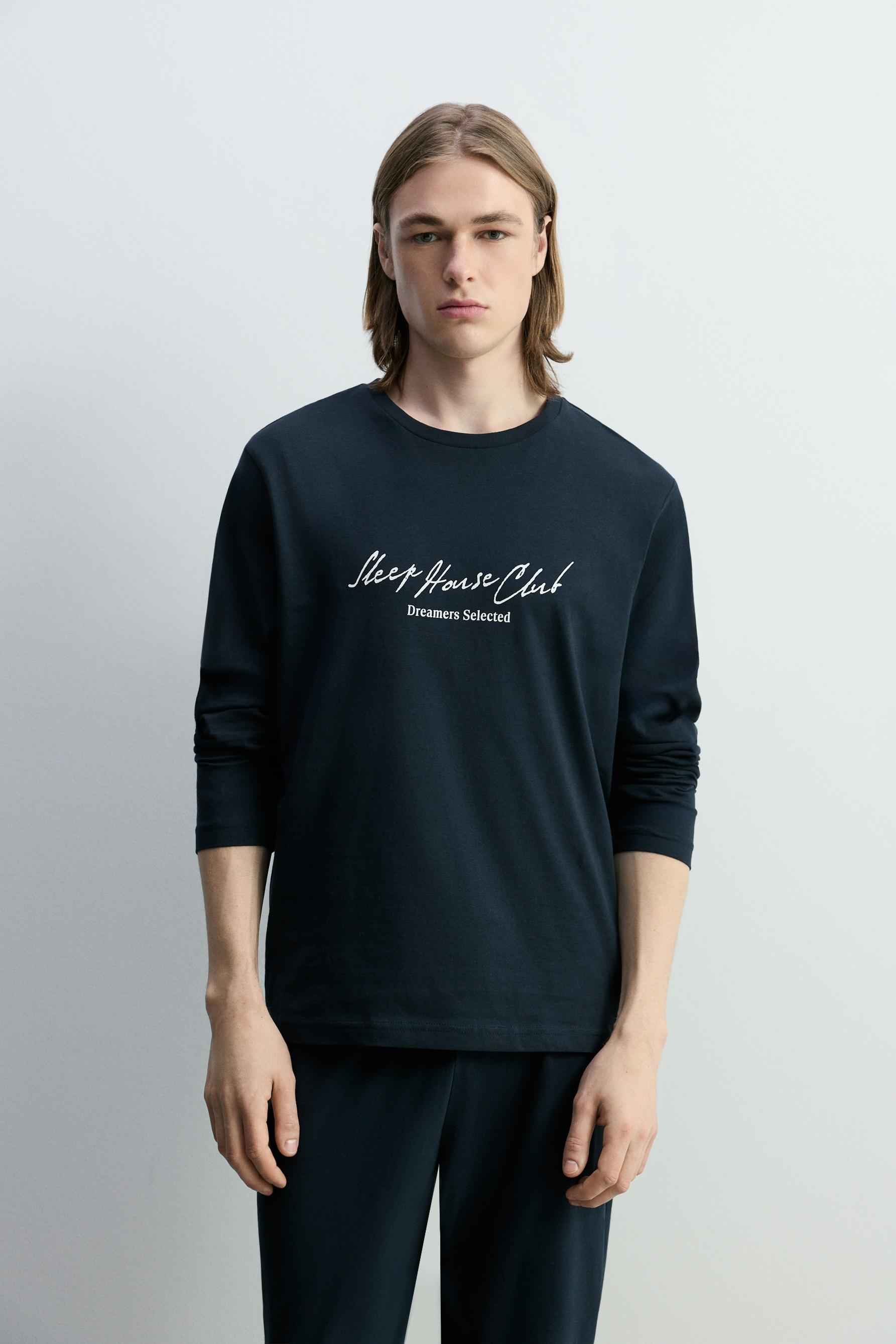 Long printed pyjamas — DARK NAVY