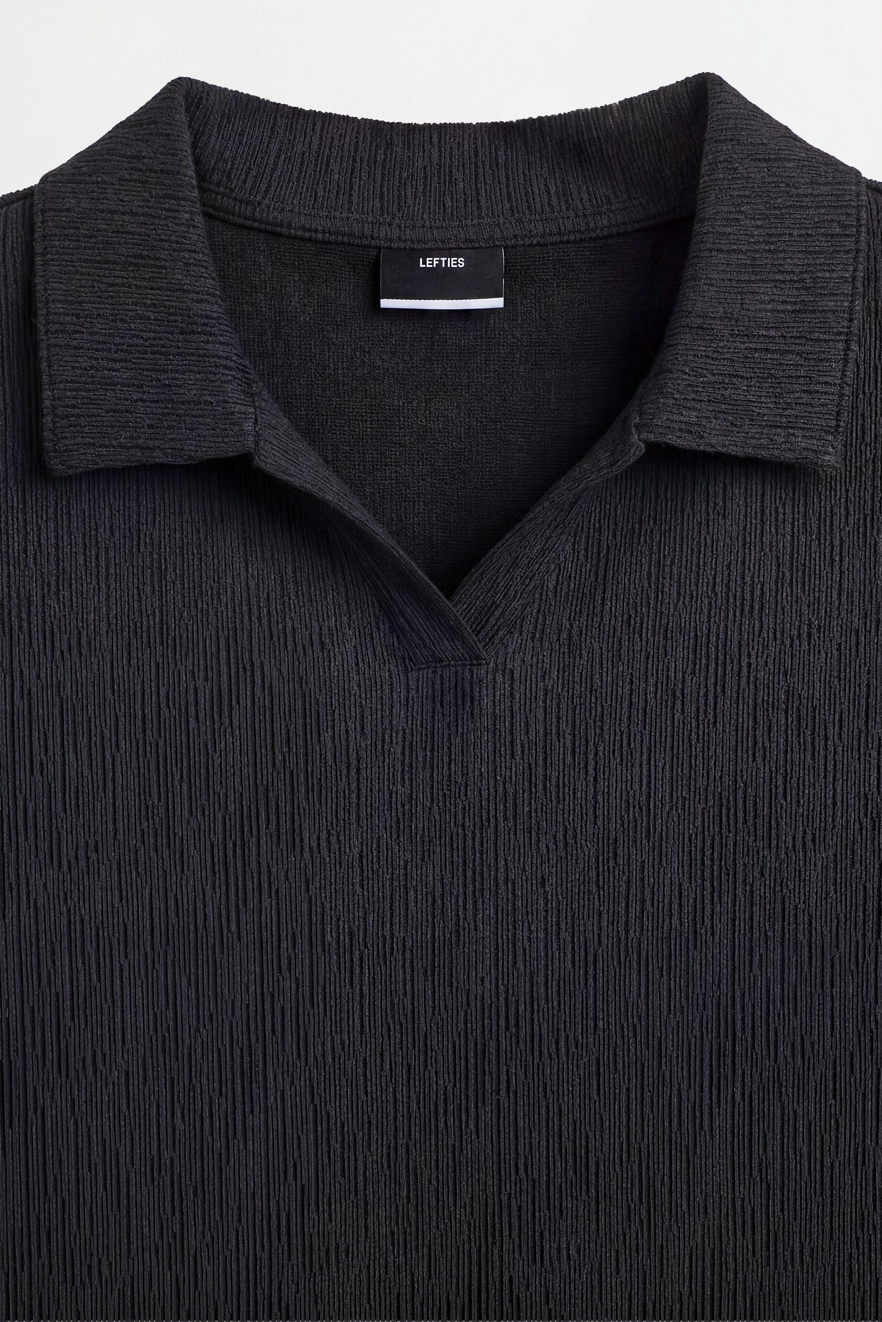 Rustic texture polo shirt — BLACK