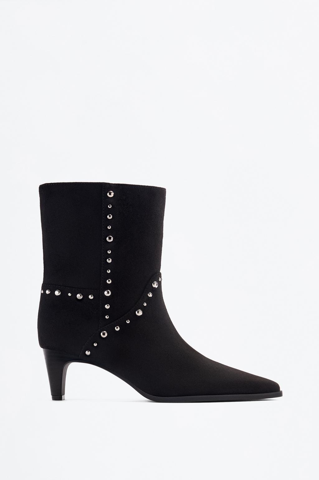 Studded heel ankle boots
