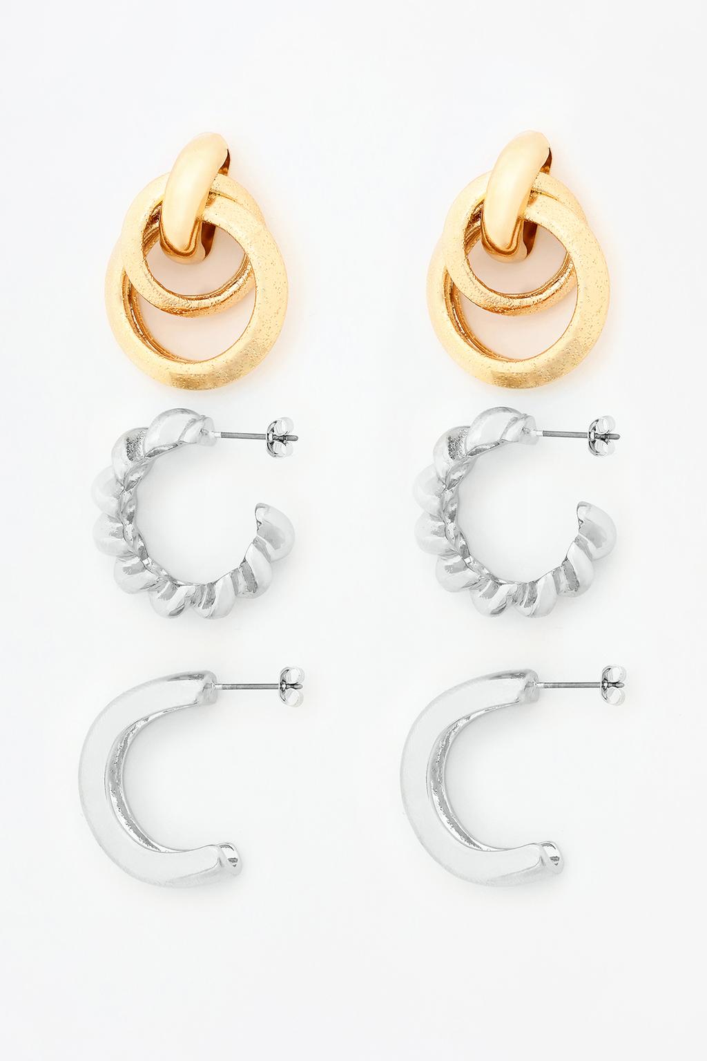 3-pack of hoop earrings