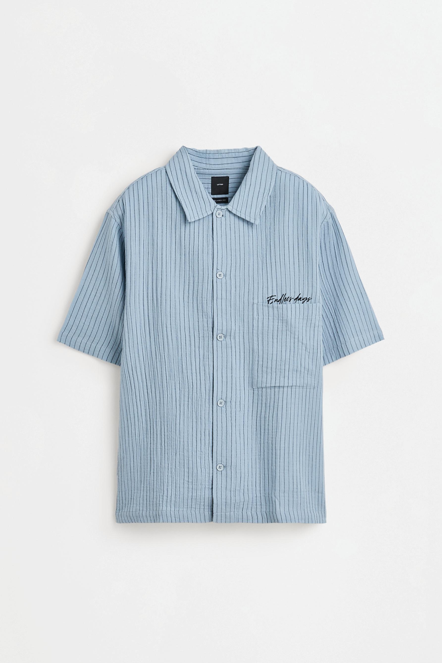Striped short sleeve shirt — SKY BLUE