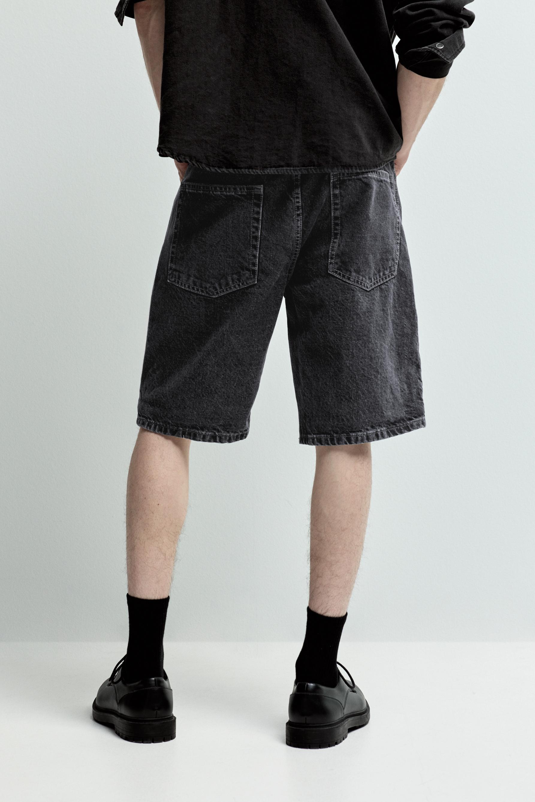 Regular fit denim Bermuda shorts — CHARCOAL