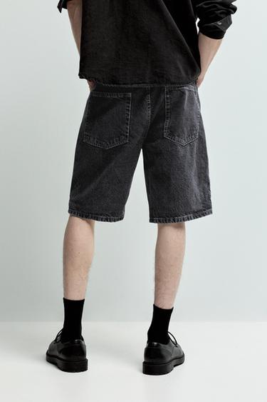 Regular fit denim Bermuda shorts — CHARCOAL 4