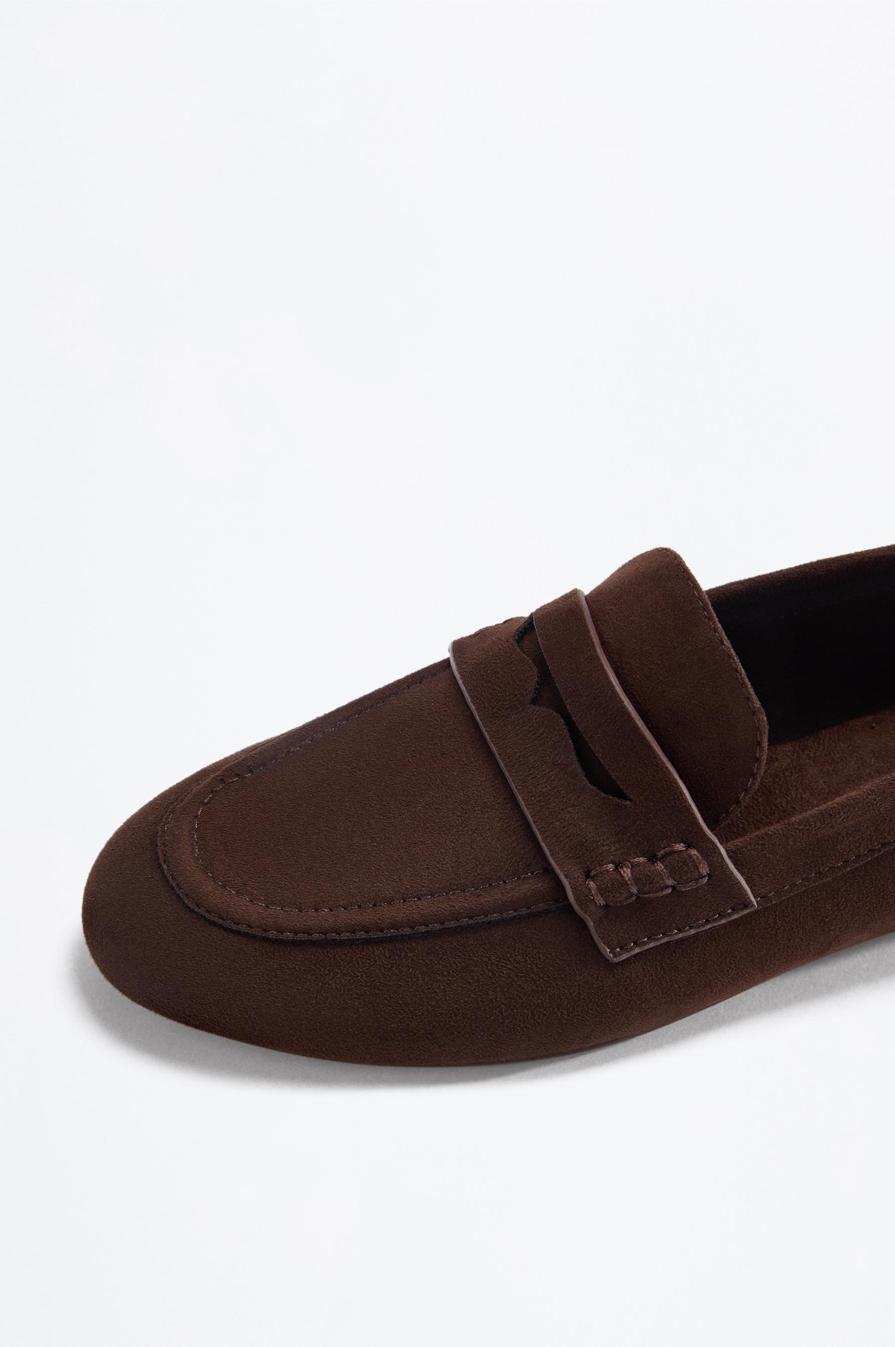 Faux suede moccasin shoe — BROWN