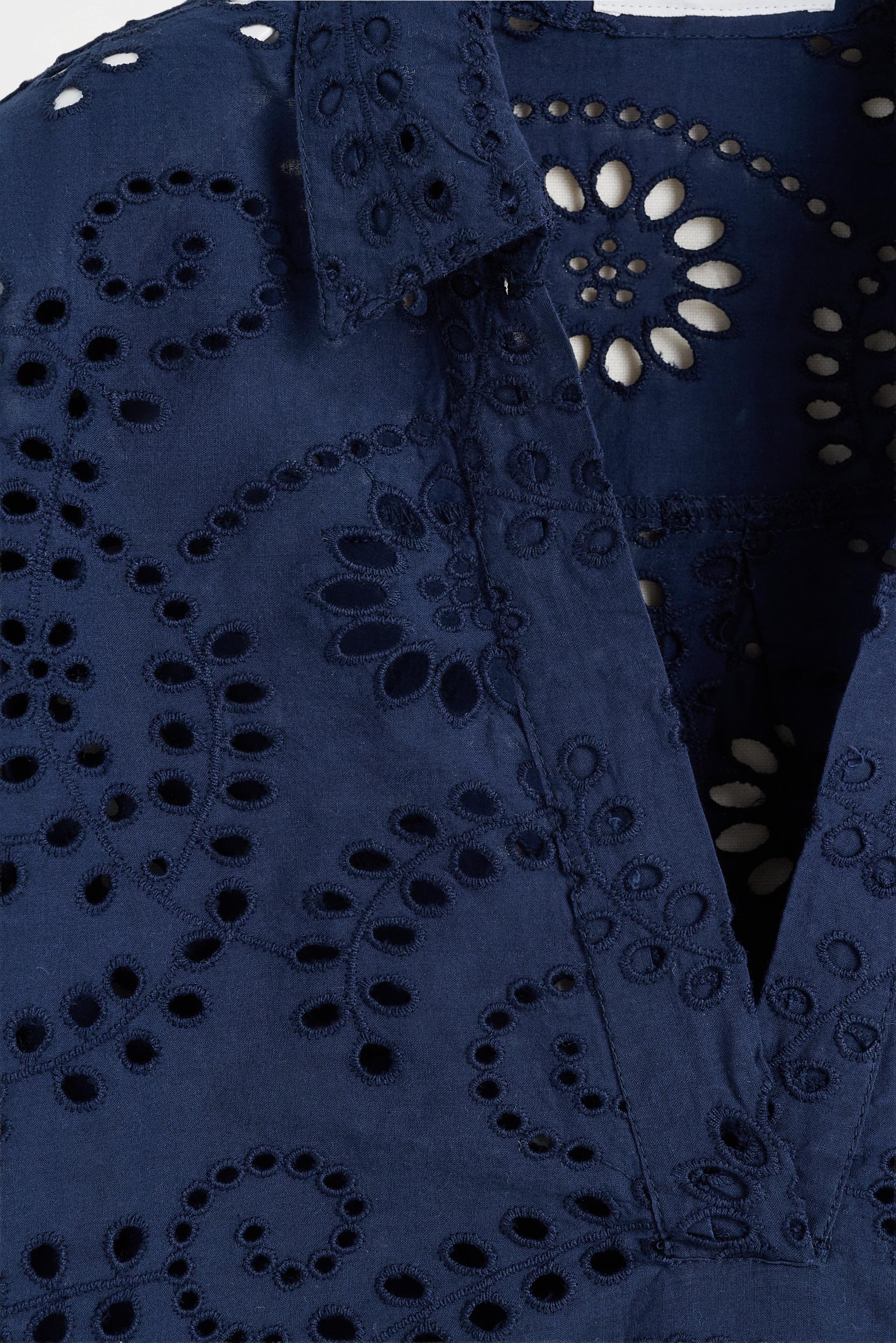 Oversize Swiss embroidery shirt — BLUE