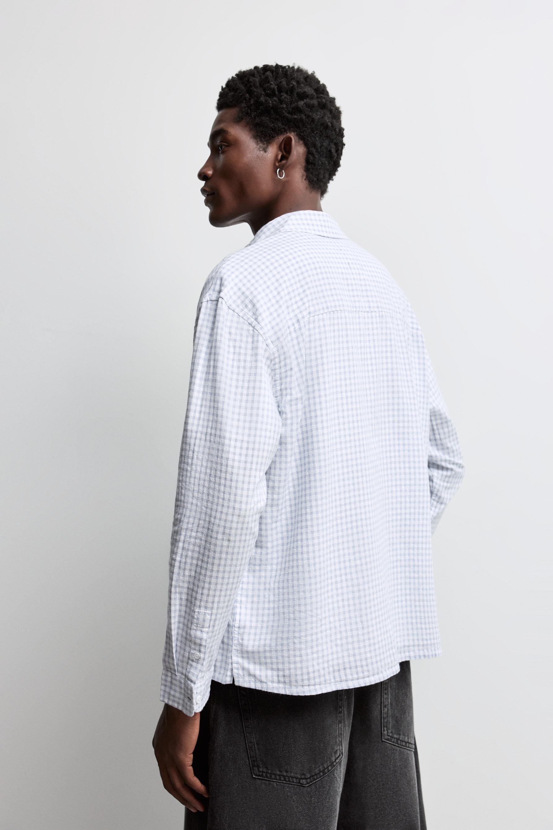 Textured plaid shirt — PALE BLUE