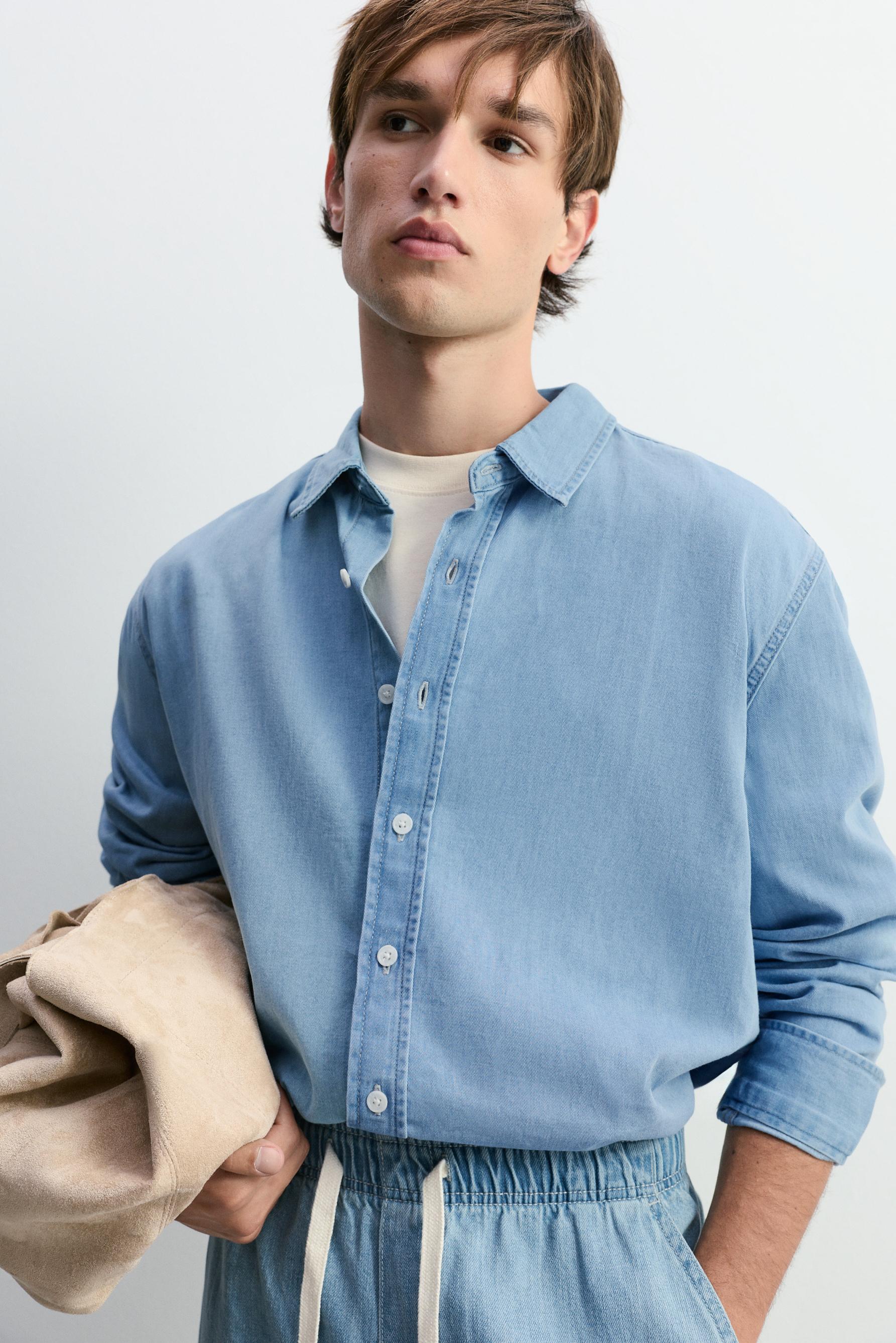 Oversize denim shirt — PALE BLUE