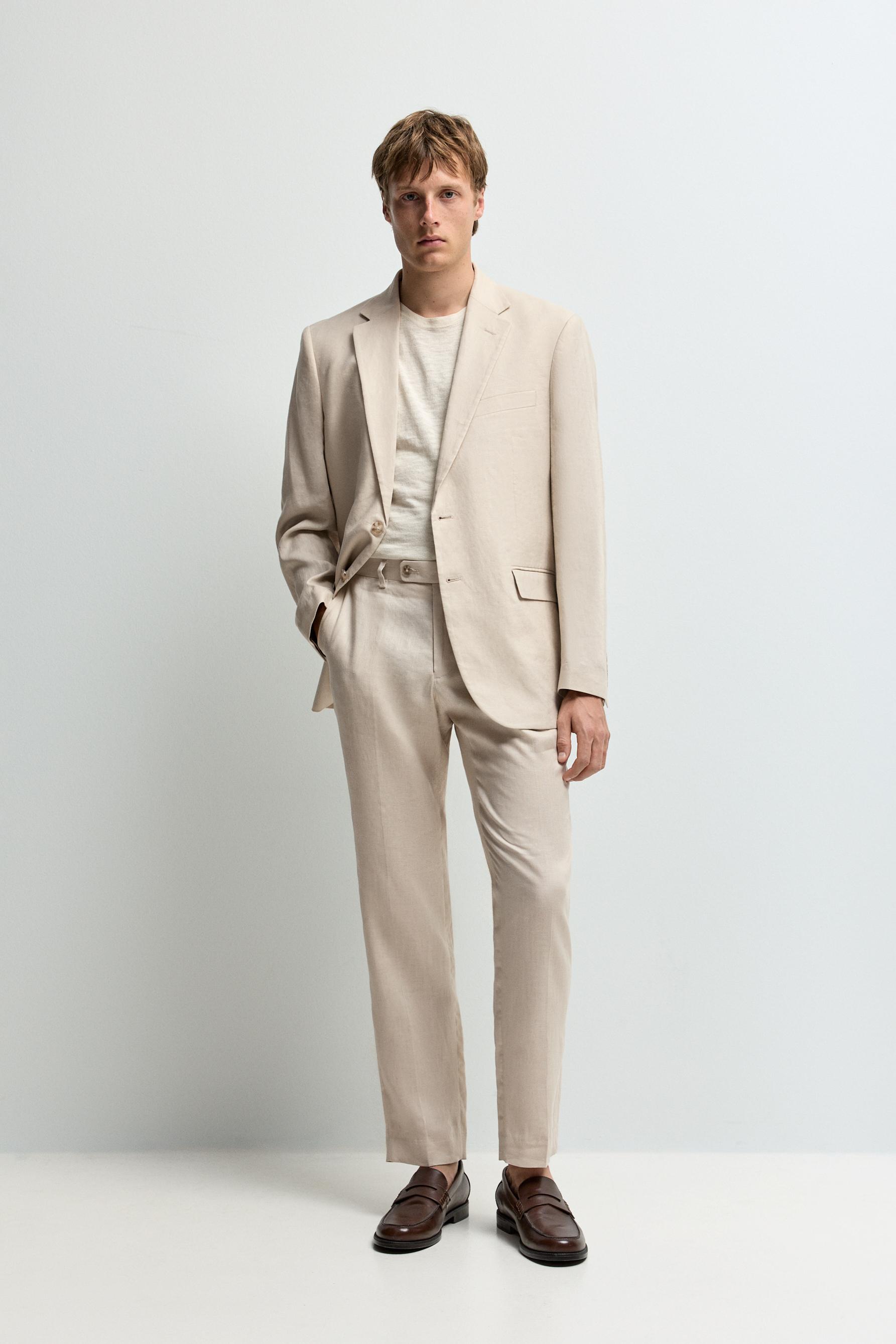 100% linen suit trousers — ECRU