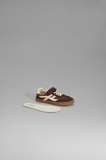 Barefoot mixed-material sneakers — BROWN 4