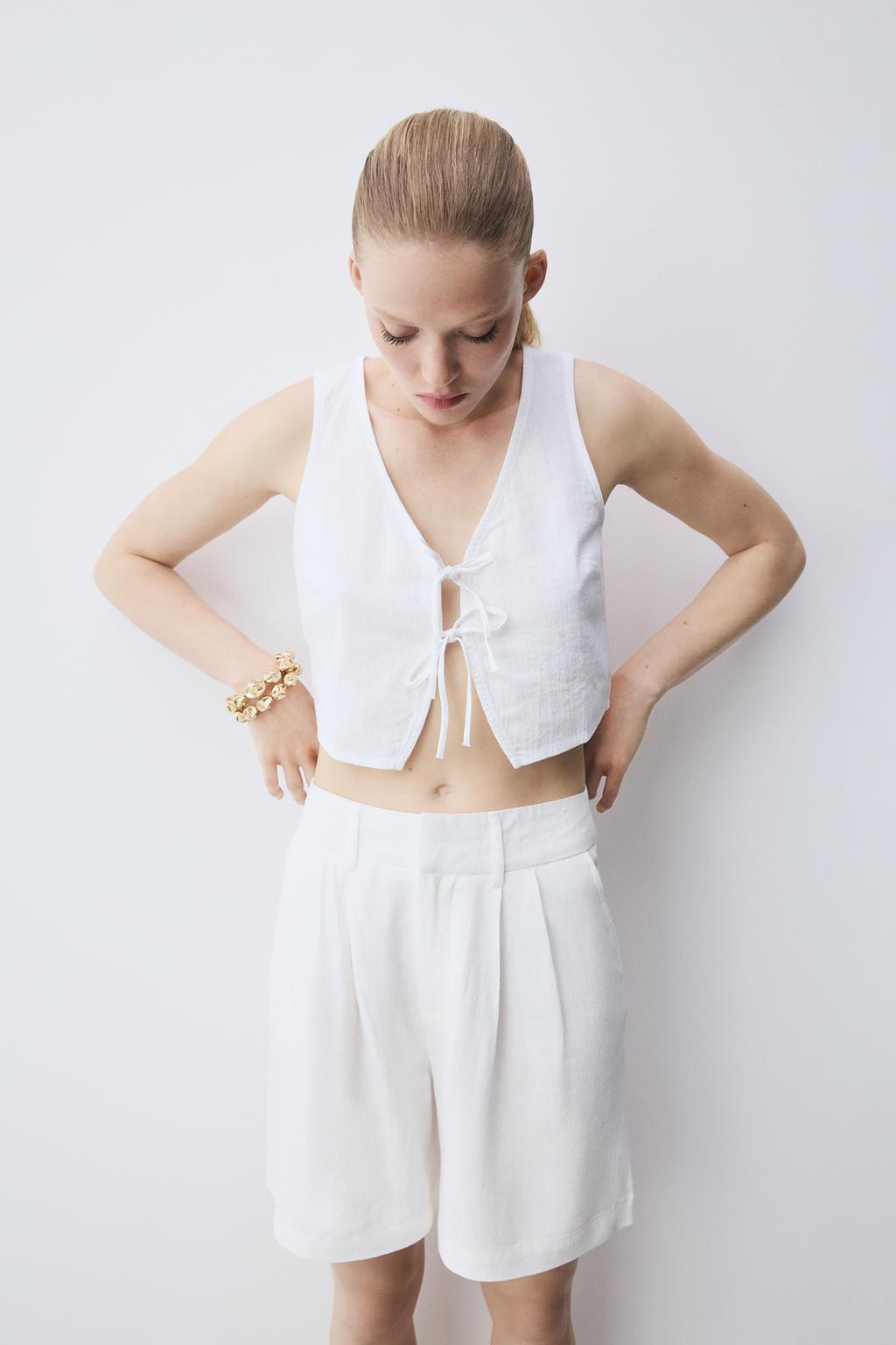 Denim top with ties