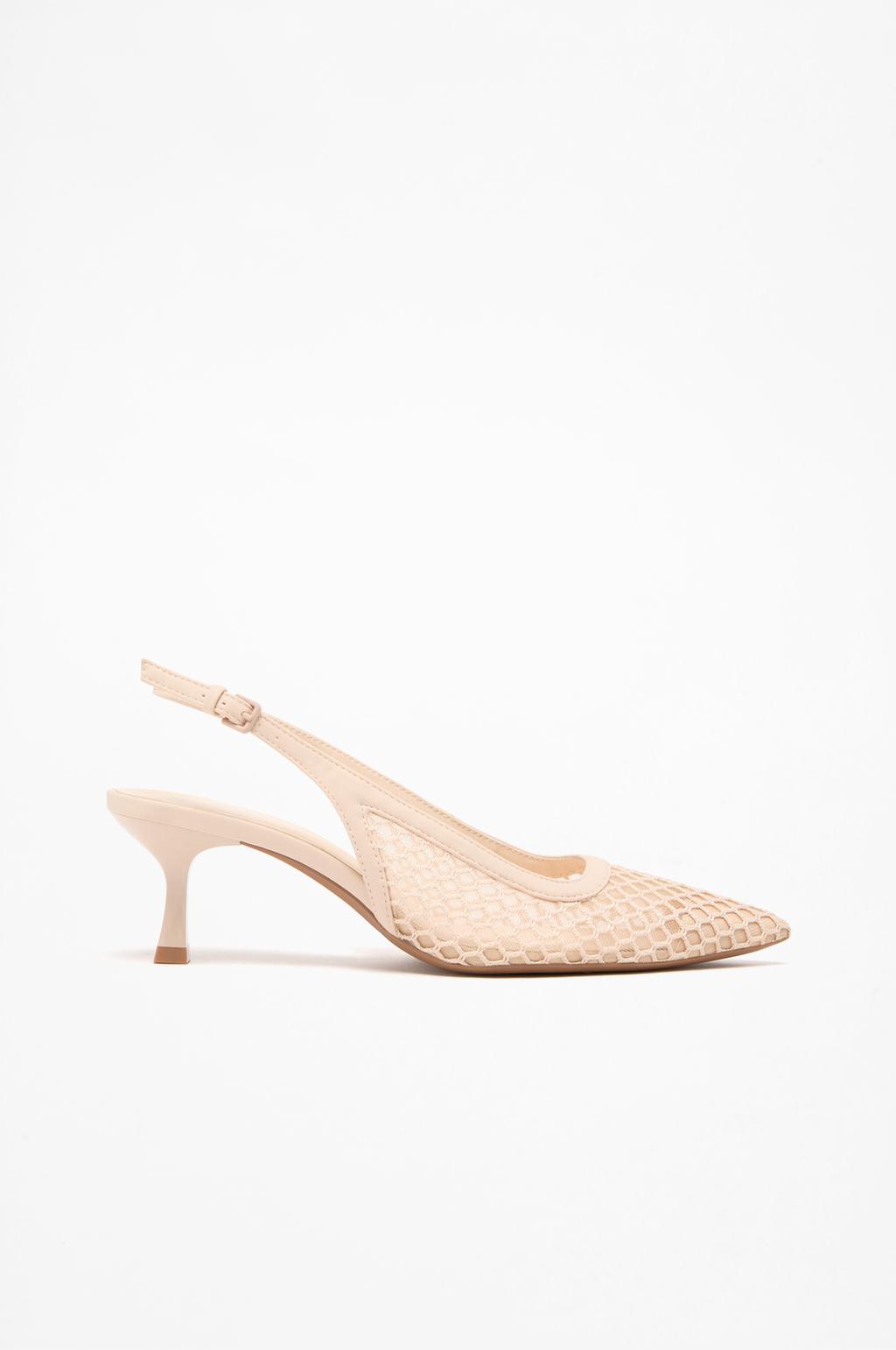 Mesh high-heel slingback shoes