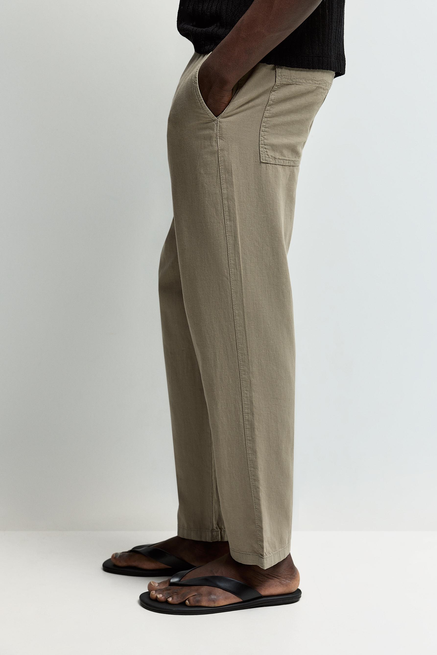 Linen-cotton jogger trousers — KHAKI