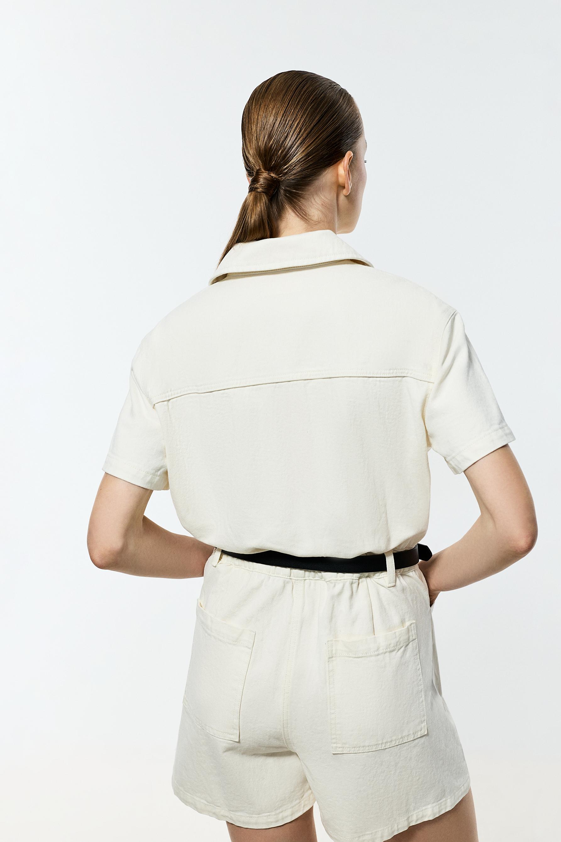 Short denim jumpsuit — WHITE