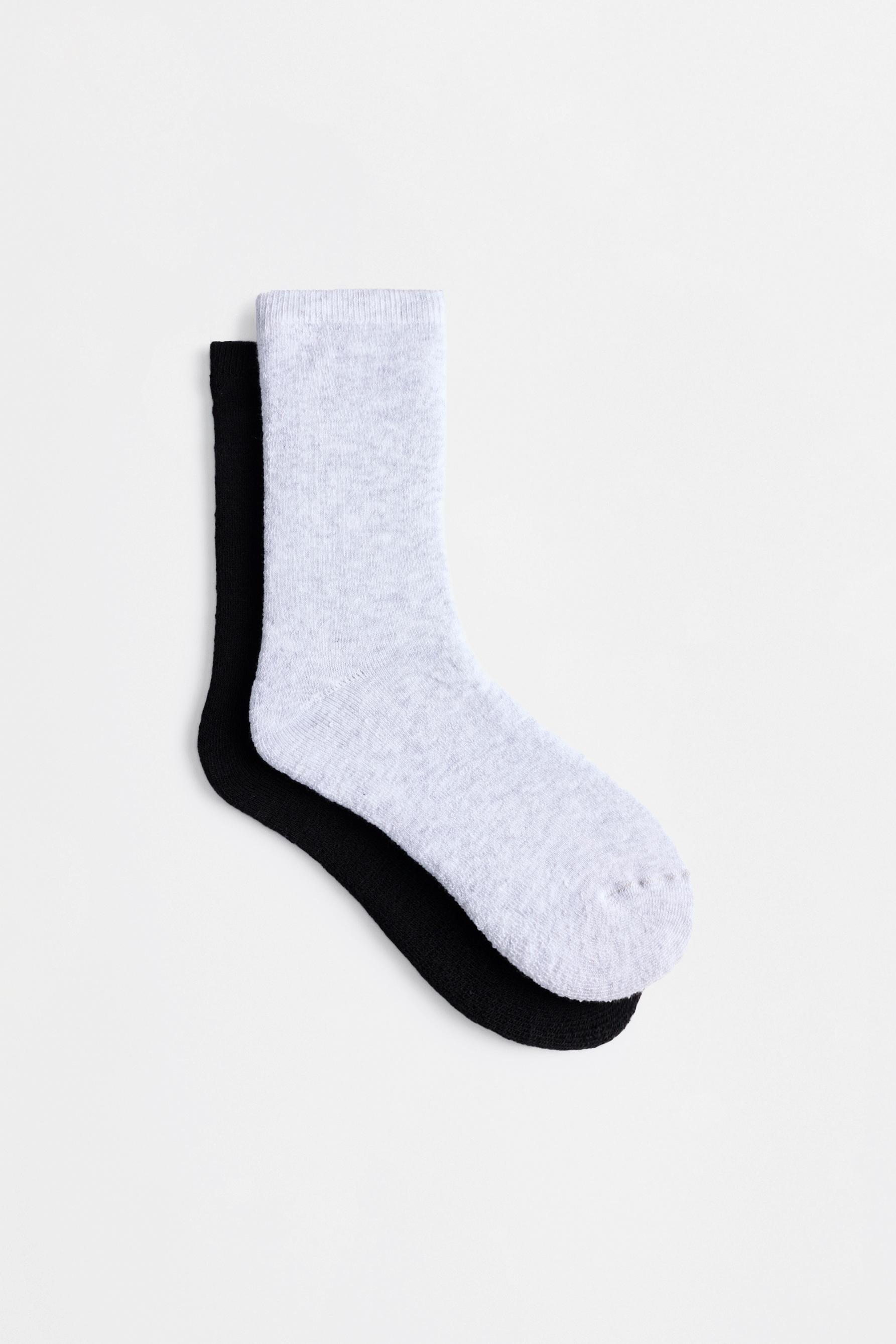 Long socks (2-pack) — WHITE/GREY