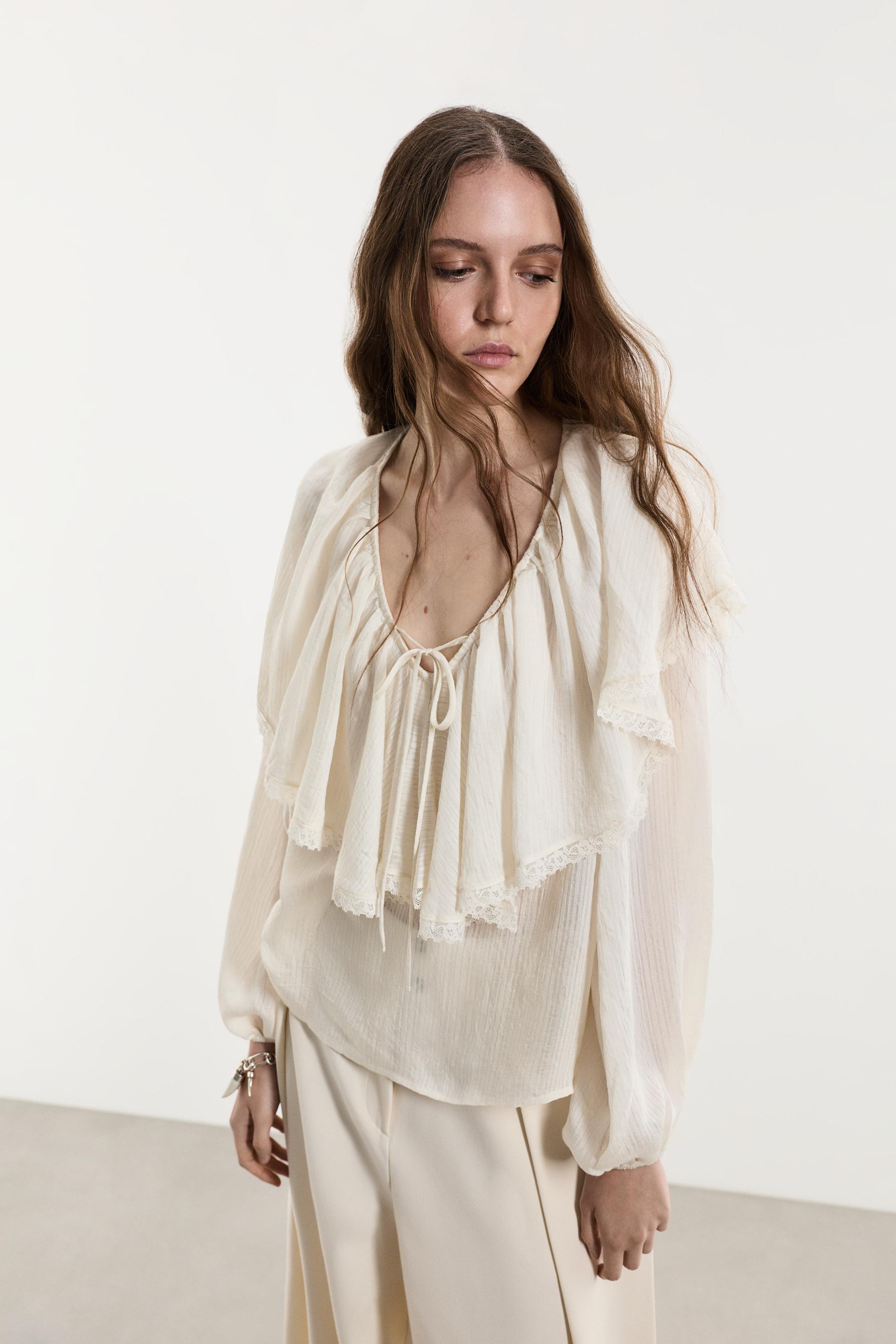 Ruffled blouse — ECRU