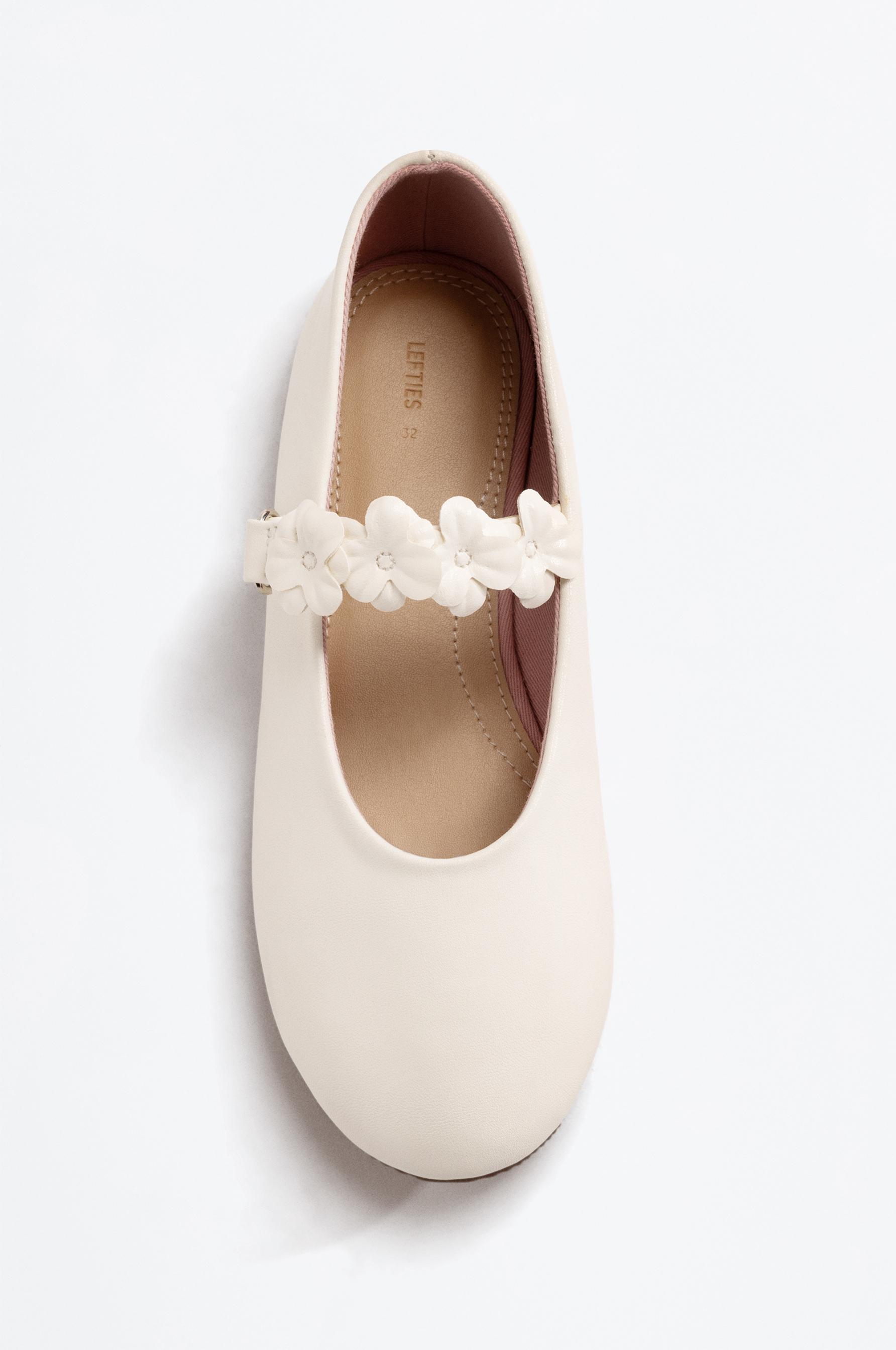 Flower detail Mary Jane ballet flats — WHITE