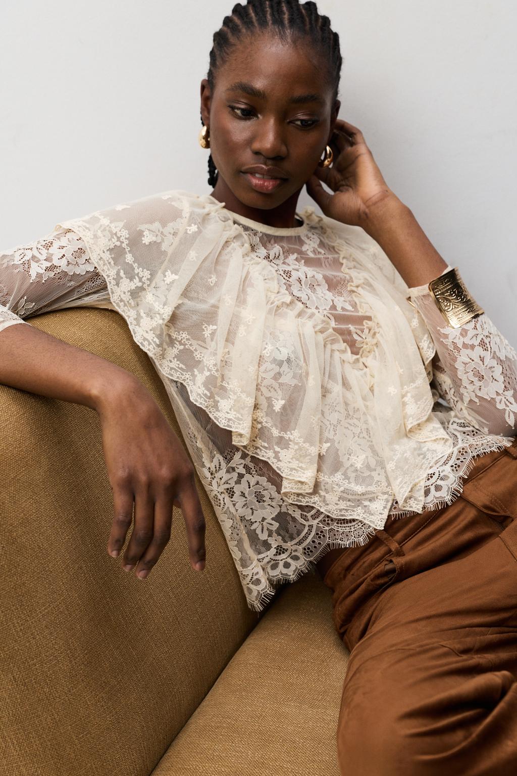 Long sleeve lace top