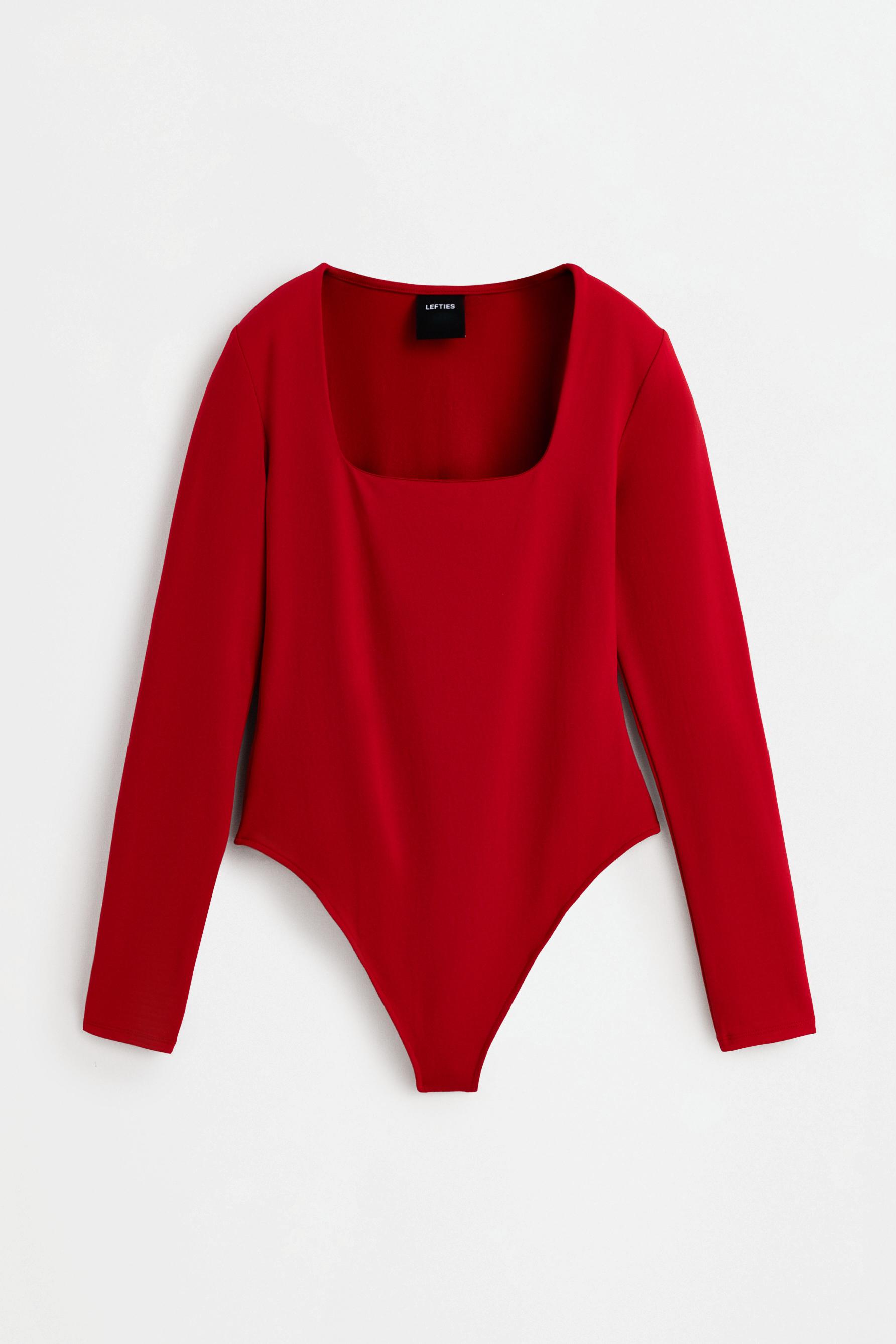 Polyamide square neckline bodysuit — RED