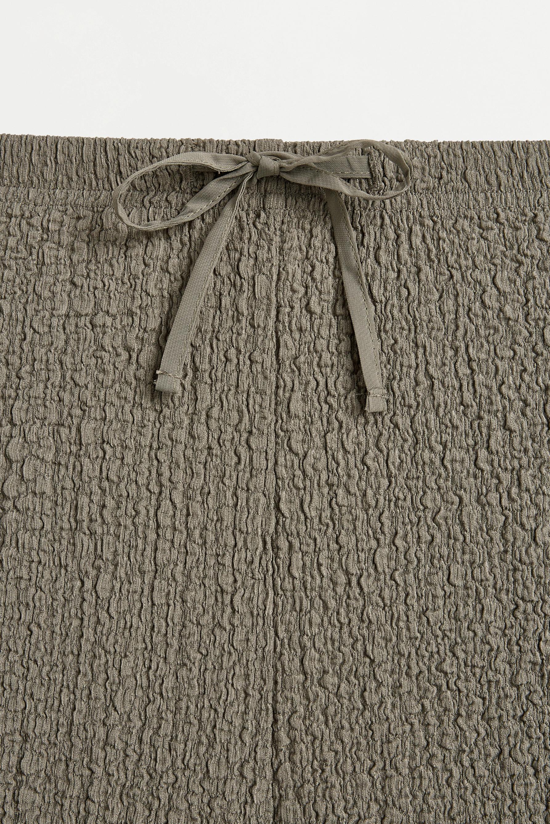 Textured wide-leg trousers — PALE KHAKI