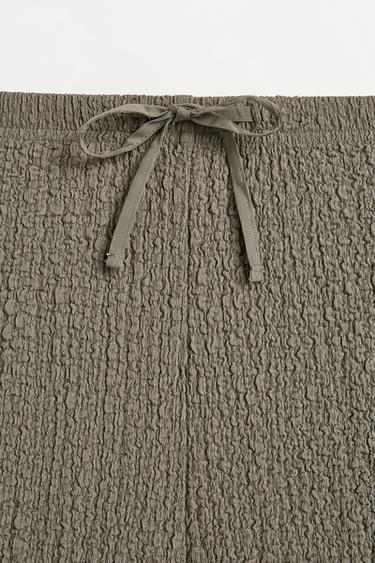 Textured wide-leg trousers — PALE KHAKI 7