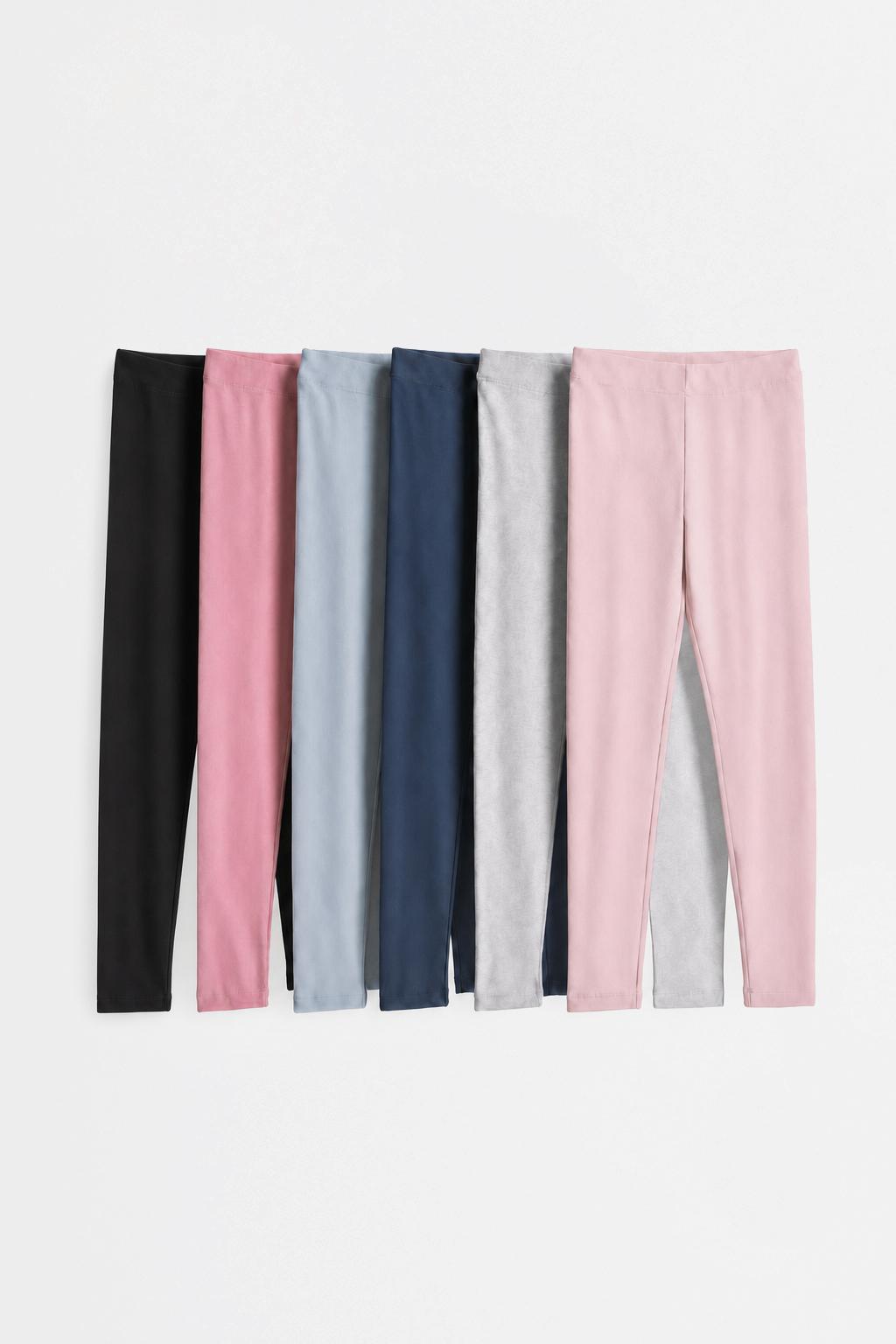6-pack of plain leggings — BLACK
