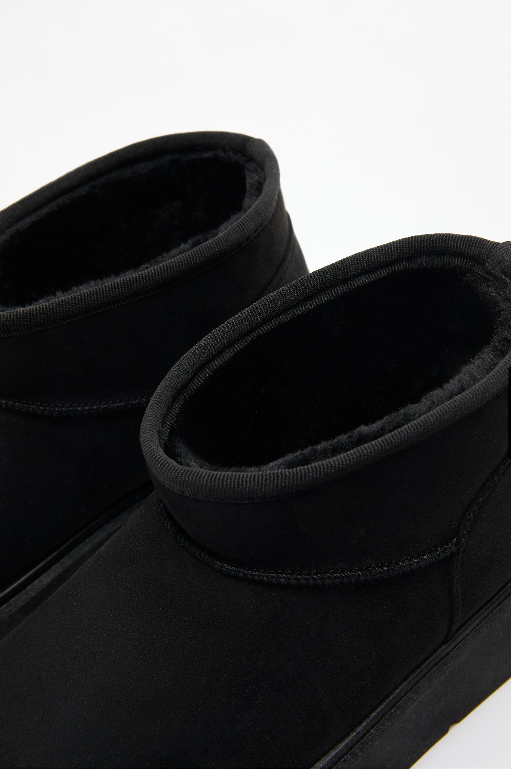 Platform fur ankle boot — BLACK