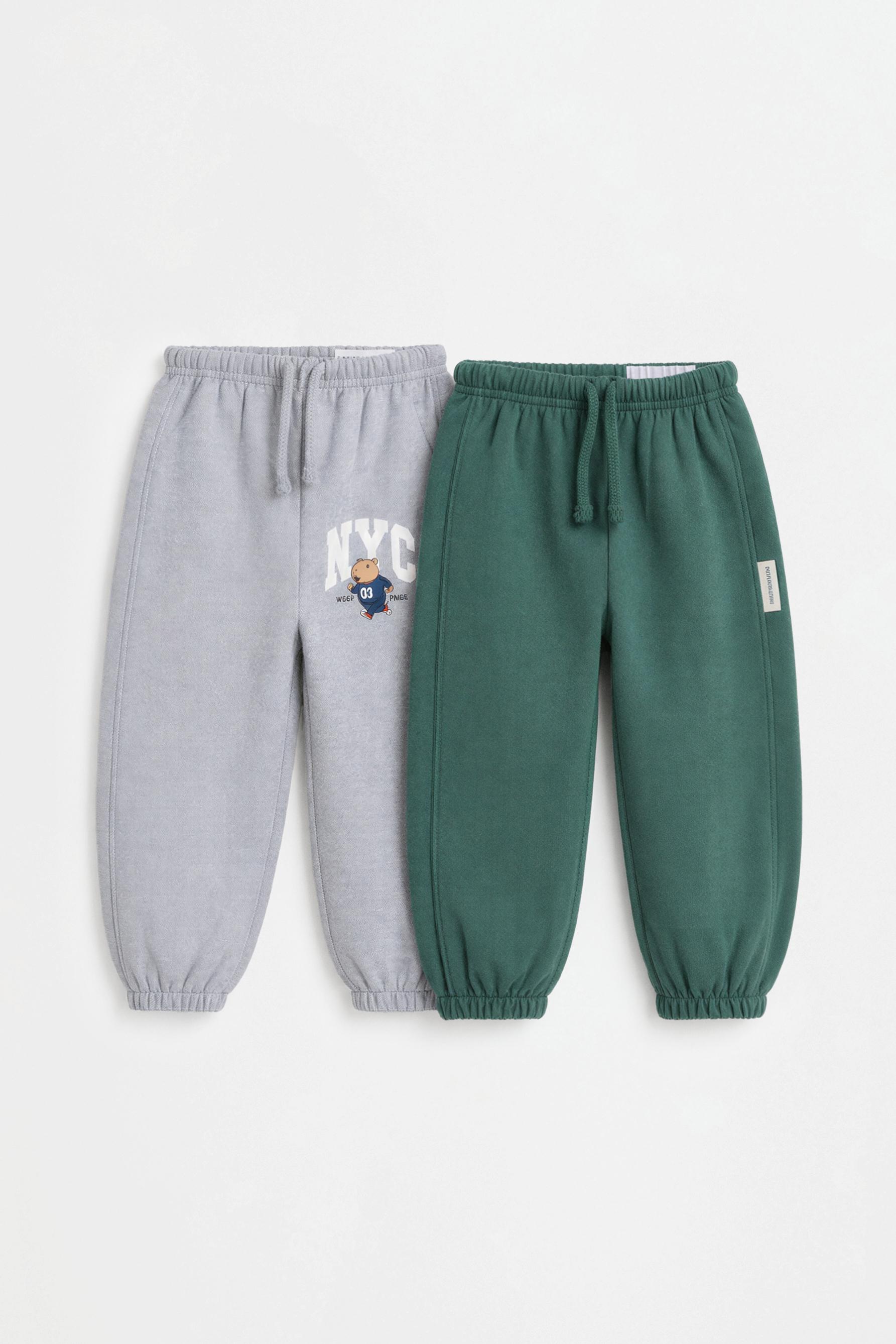 Pack of 2 printed relaxed joggers — GREY MARL