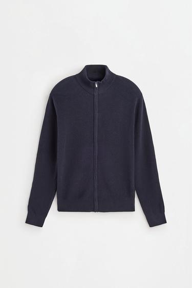 Zip-up knit cardigan — NAVY 6
