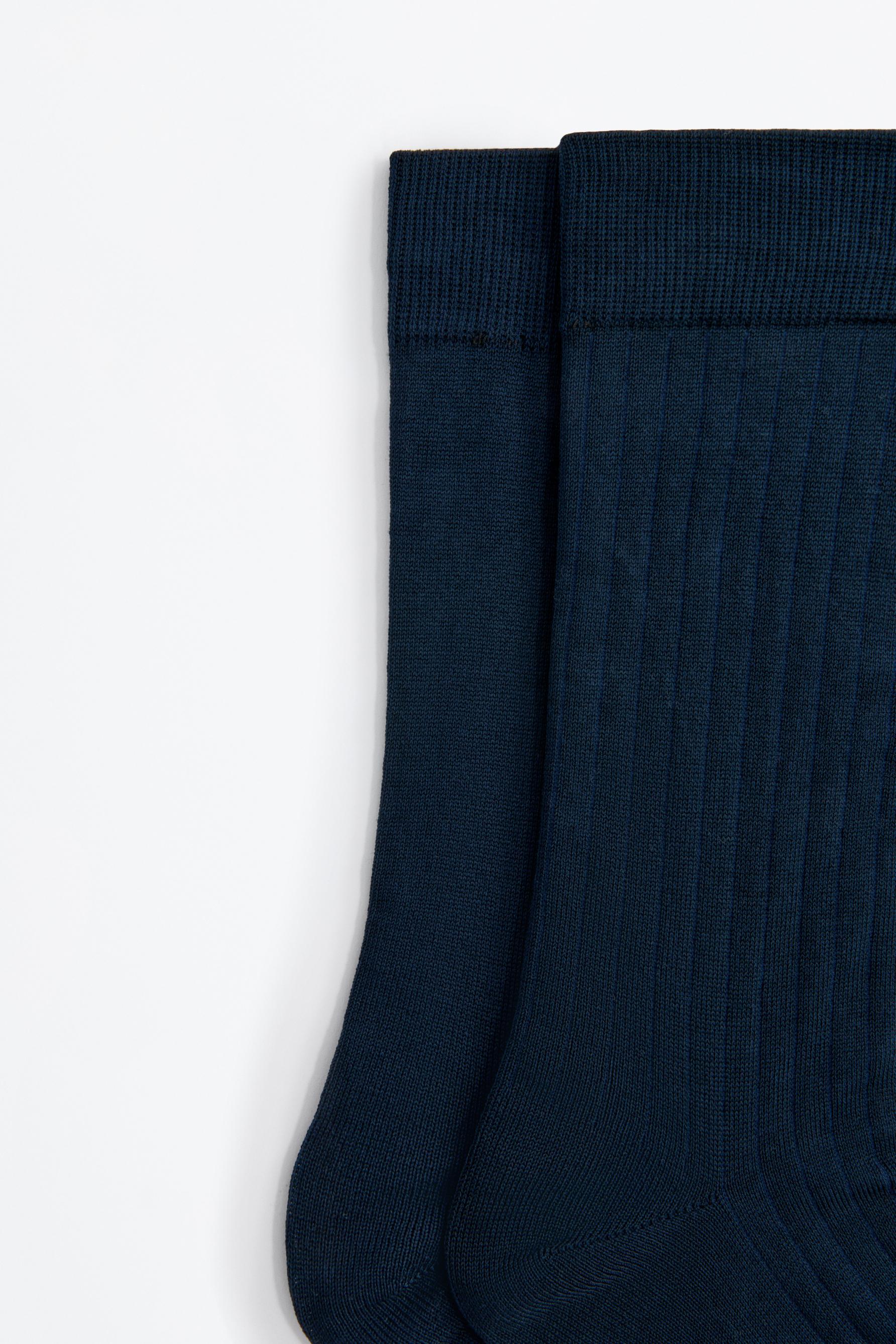 Lefties Edition mercerised cotton long socks (Pack 2) — NAVY