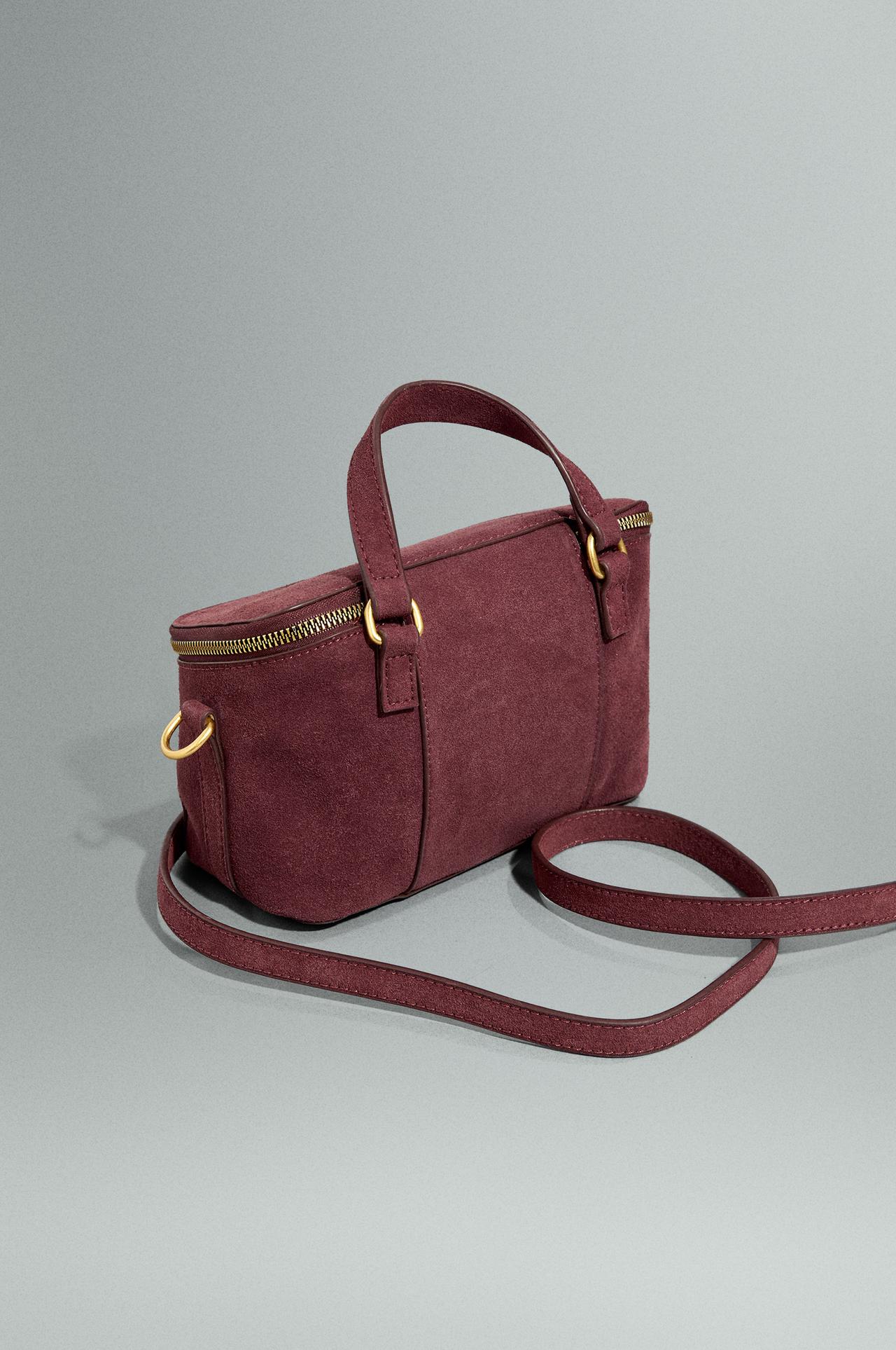 Reconstituted leather vanity bag — BURGUNDY