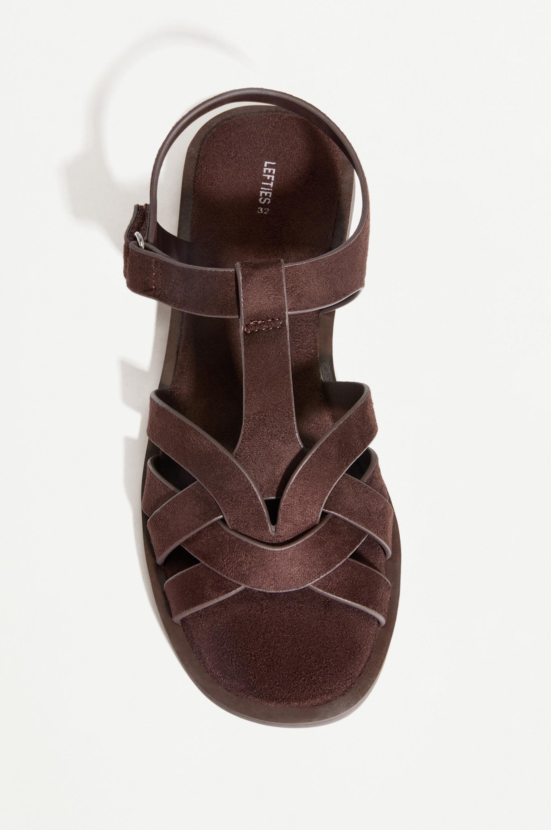 Faux suede cage sandals — BROWN