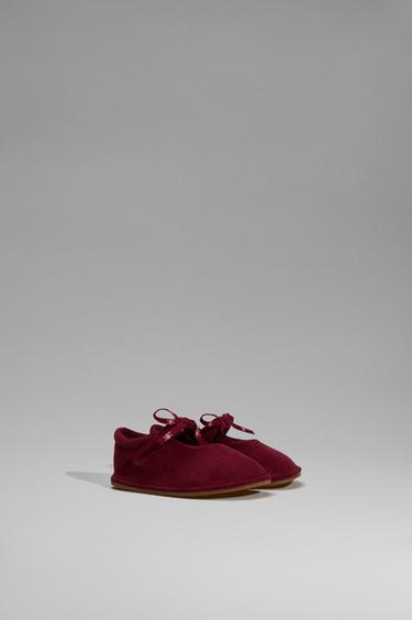 Barefoot ballet flats with bow detail — BURGUNDY 2