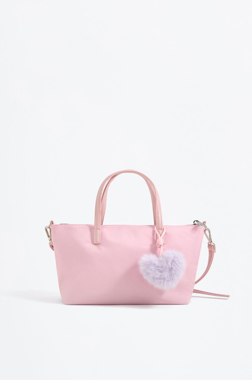 Small nylon charm shoulder bag