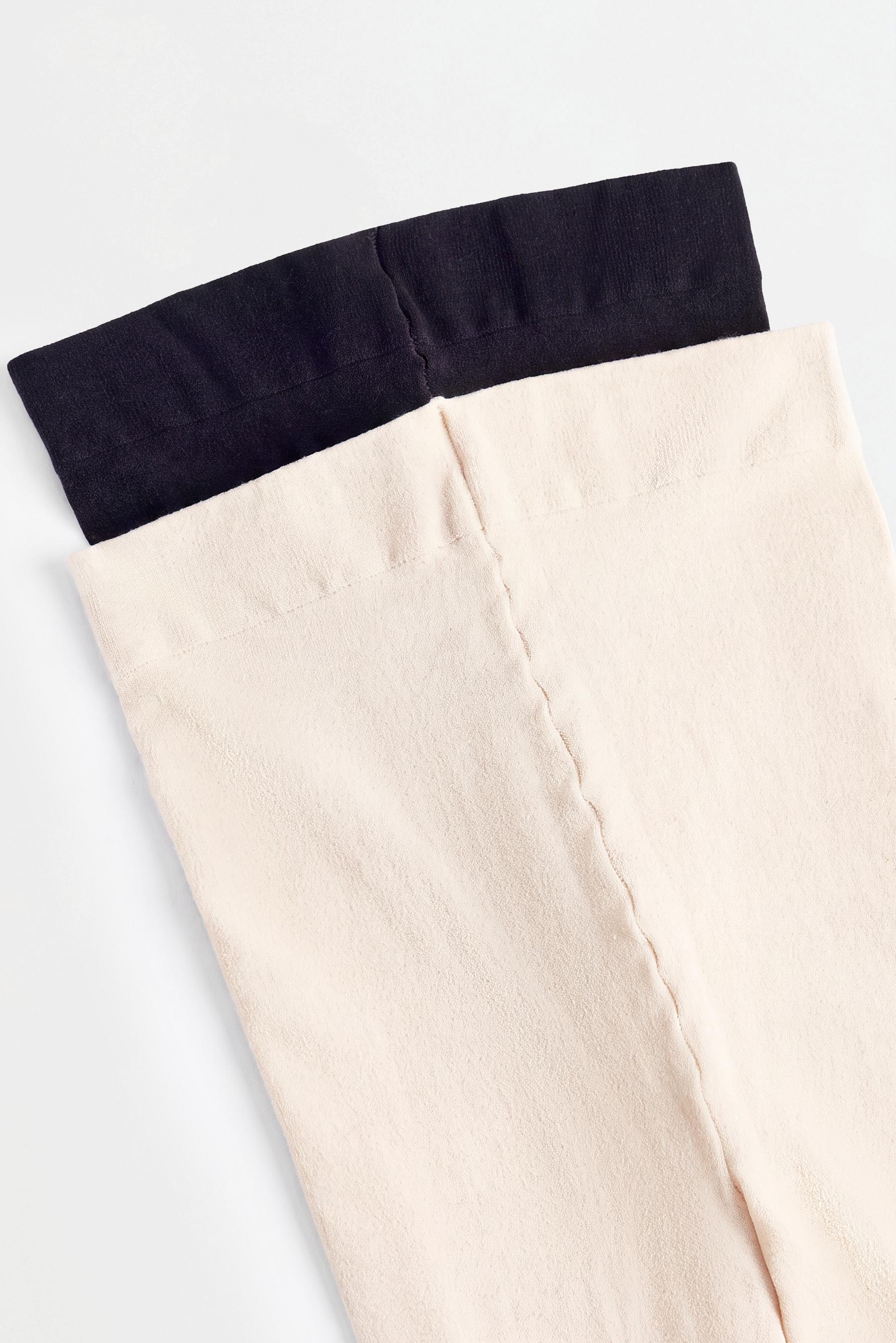 50 DEN solid-color tights (2-pack) — BLACK/ECRU