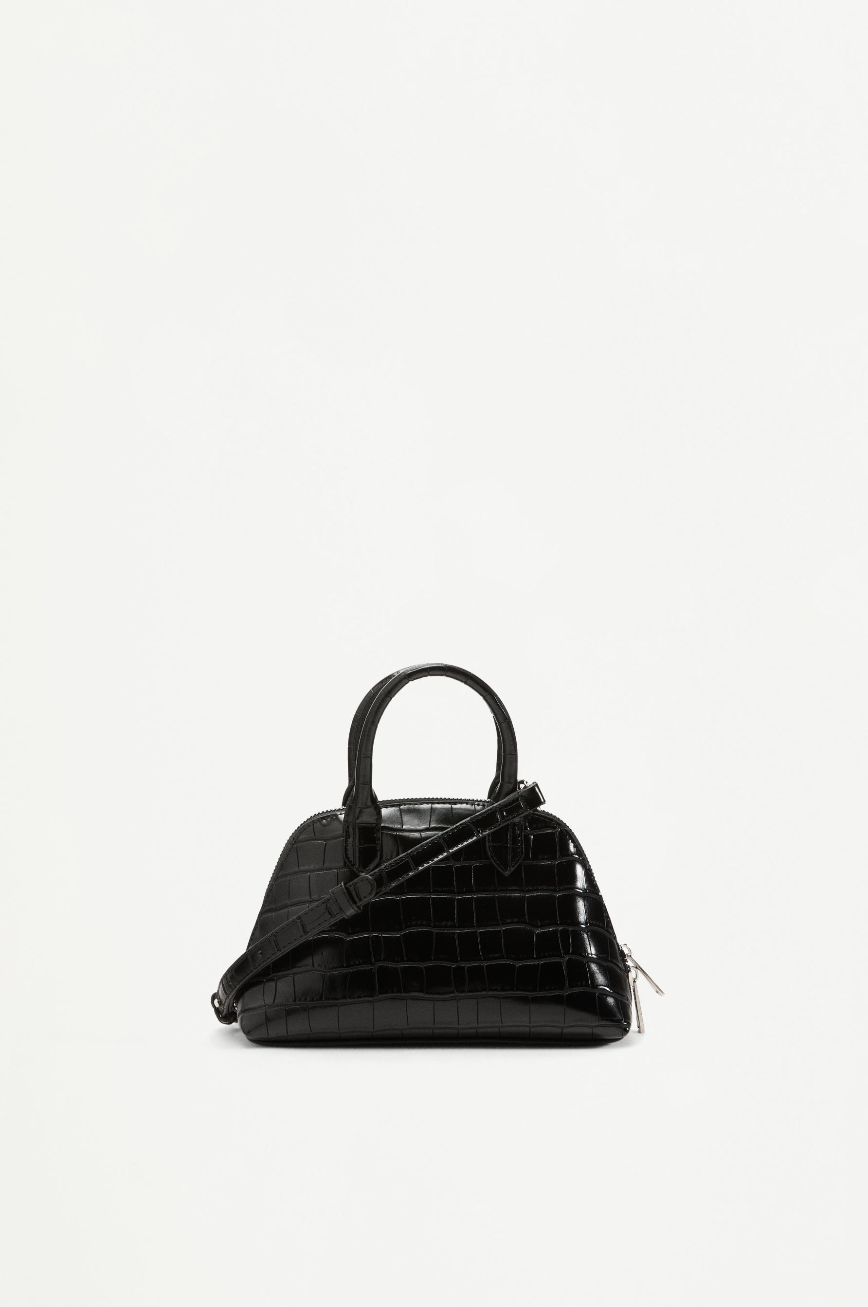 Crocodile-effect crossbody bag — BLACK
