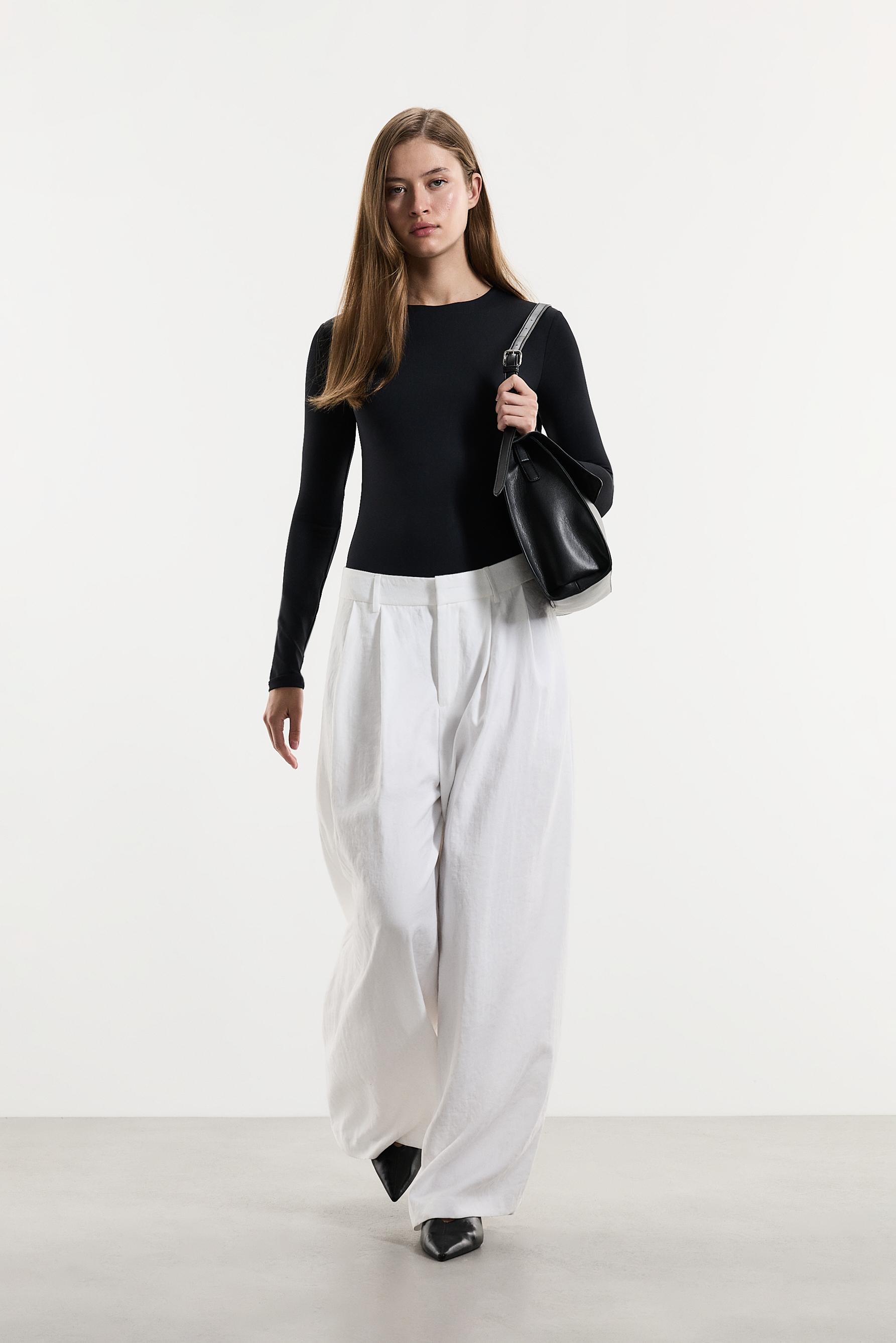 Long sleeve polyamide bodysuit — BLACK